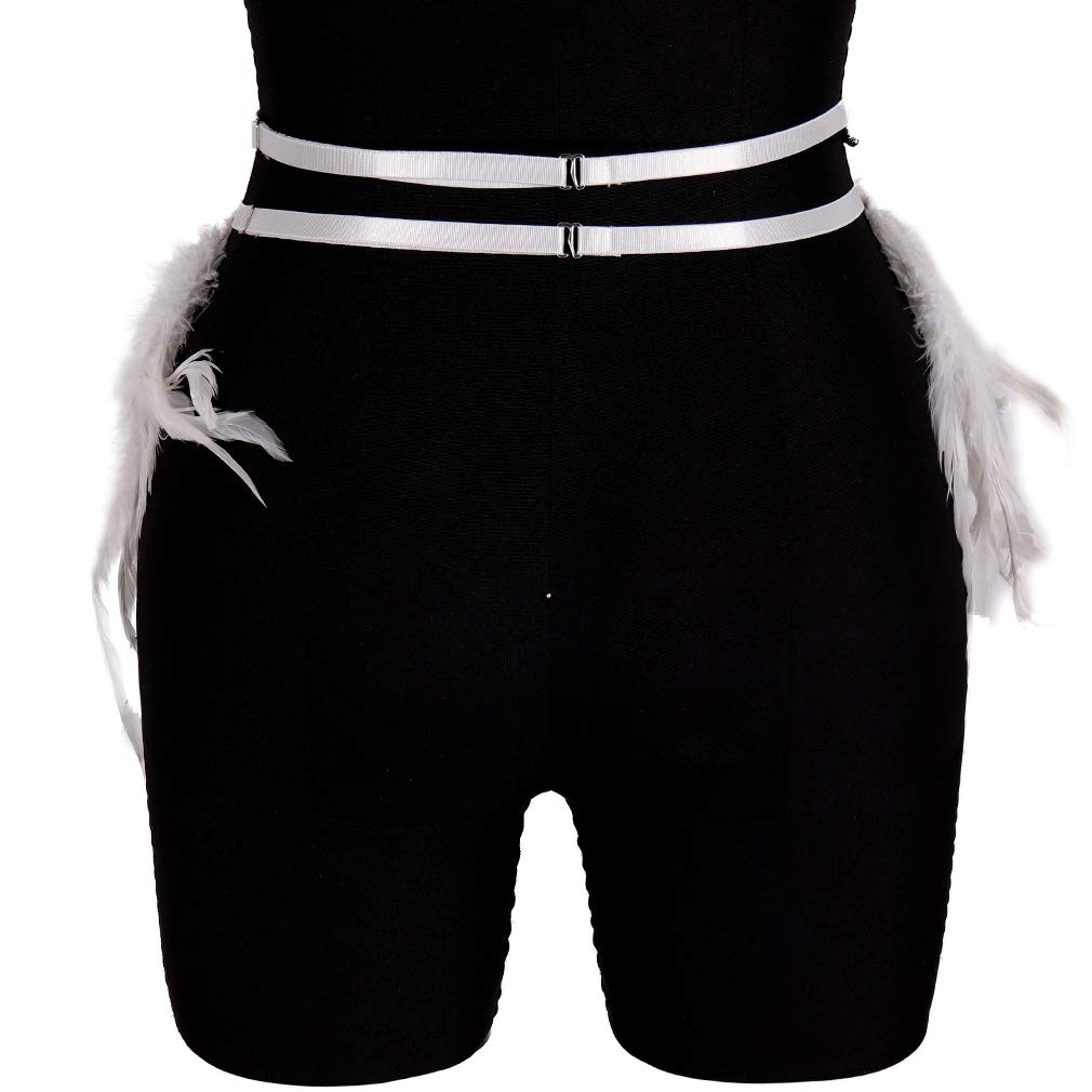 Gothic Punk Women's Garter Belt with Feather Harness - Adjustable Leg Stockings for Harajuku, Carnival & Festival Outfits - Perfect for Cosplay, Lingerie & Alternative Fashion