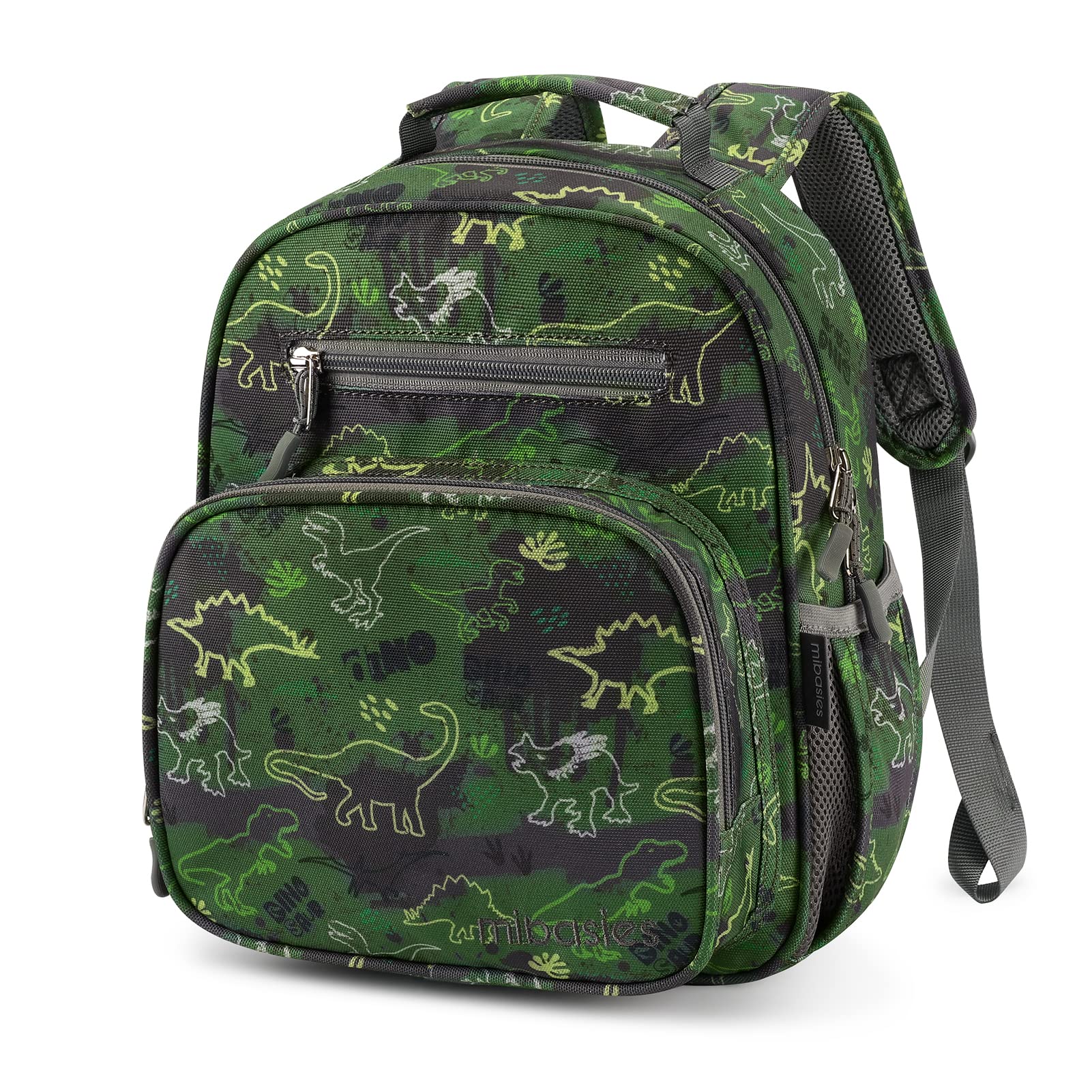 Mibasies Dinosaur Toddler Backpack for Boys Age 2-4 | Cute Preschool & Kindergarten Backpack | Lightweight Kids School Bag | Perfect for Daycare, Travel & Outdoor Adventures (Green Dinosaur Design)