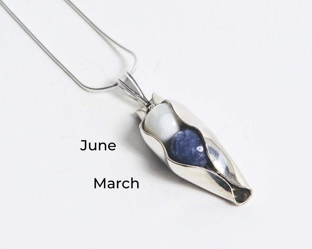 50th Anniversary Necklace for Couples - Two Peas in a Pod Pendant with Birthstones - Meaningful 50 Years Together Gift for Husband & Wife - Perfect Wedding Anniversary Jewelry for Romantic Occasions & Special Moments
