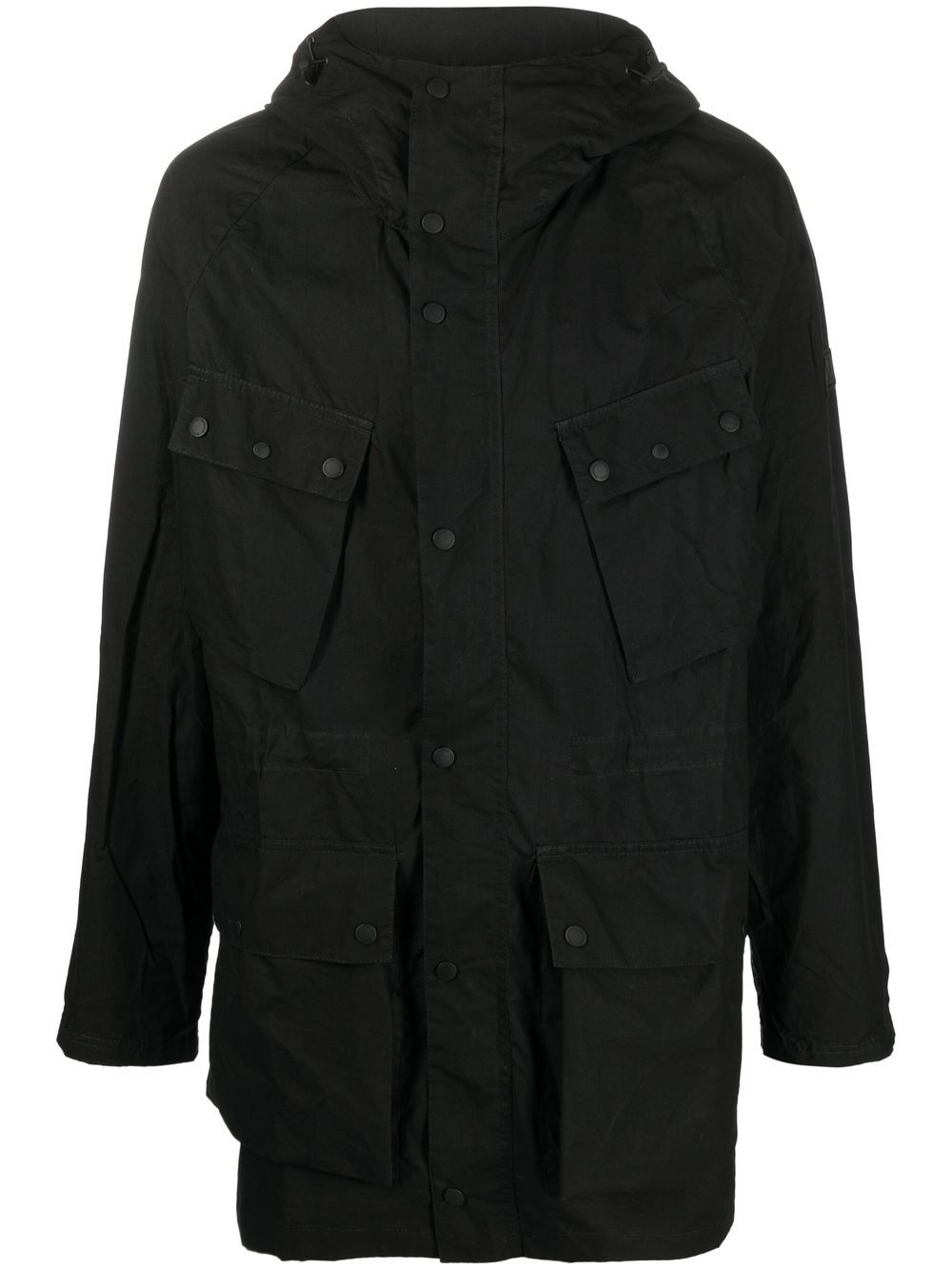 BARBOUR INTERNATIONAL Men's & Women's Classic Waxed Cotton Jacket - Black - Waterproof & Windproof Outdoor Coat for Hiking, Motorcycling & Casual Wear