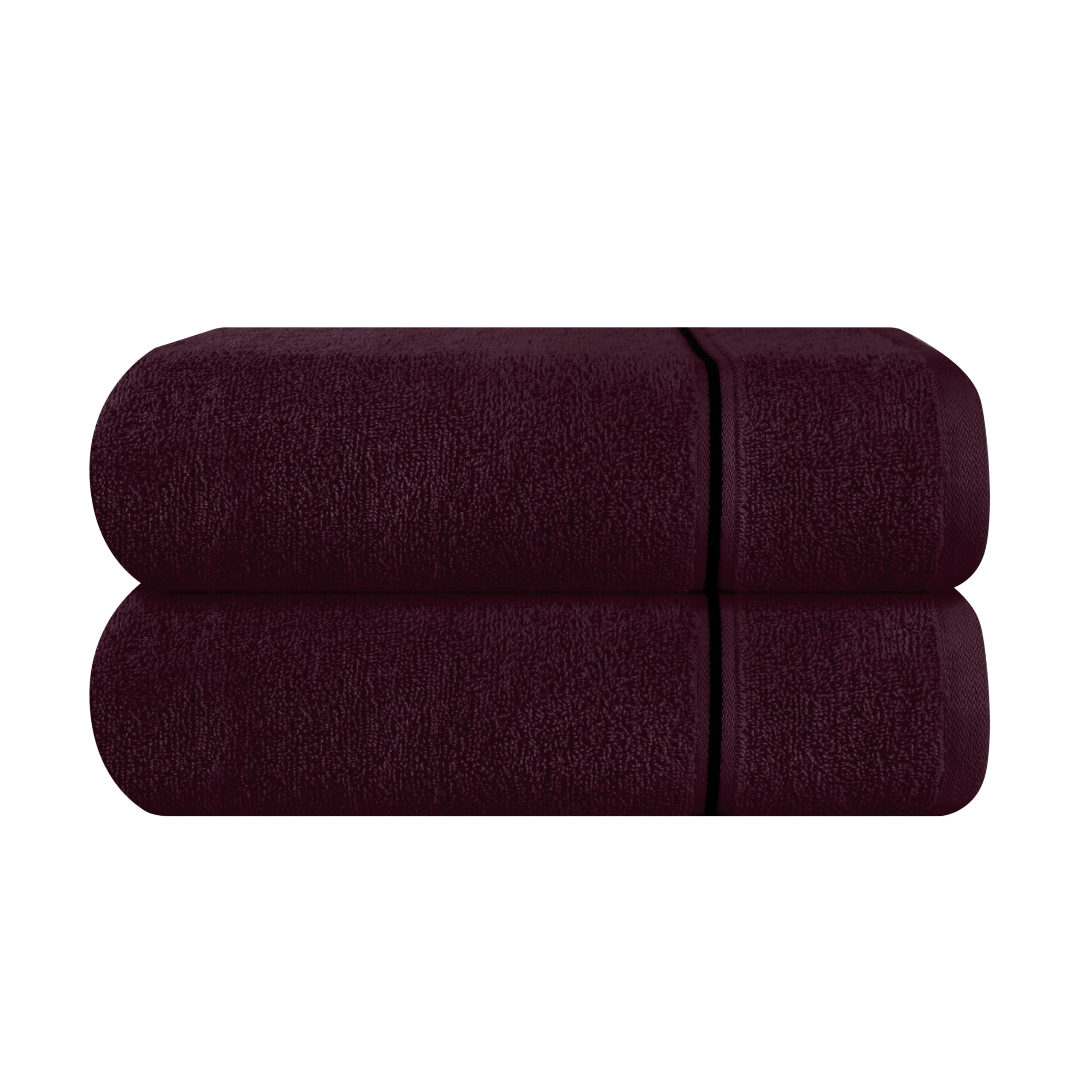 Premium 2-Pack Cotton Oversized Bath Towels 28x55 Inches - Ultra Absorbent, Quick Dry & Lightweight Large Towels for Bath, Spa, Gym, Travel, Camping & Pool - Burgundy