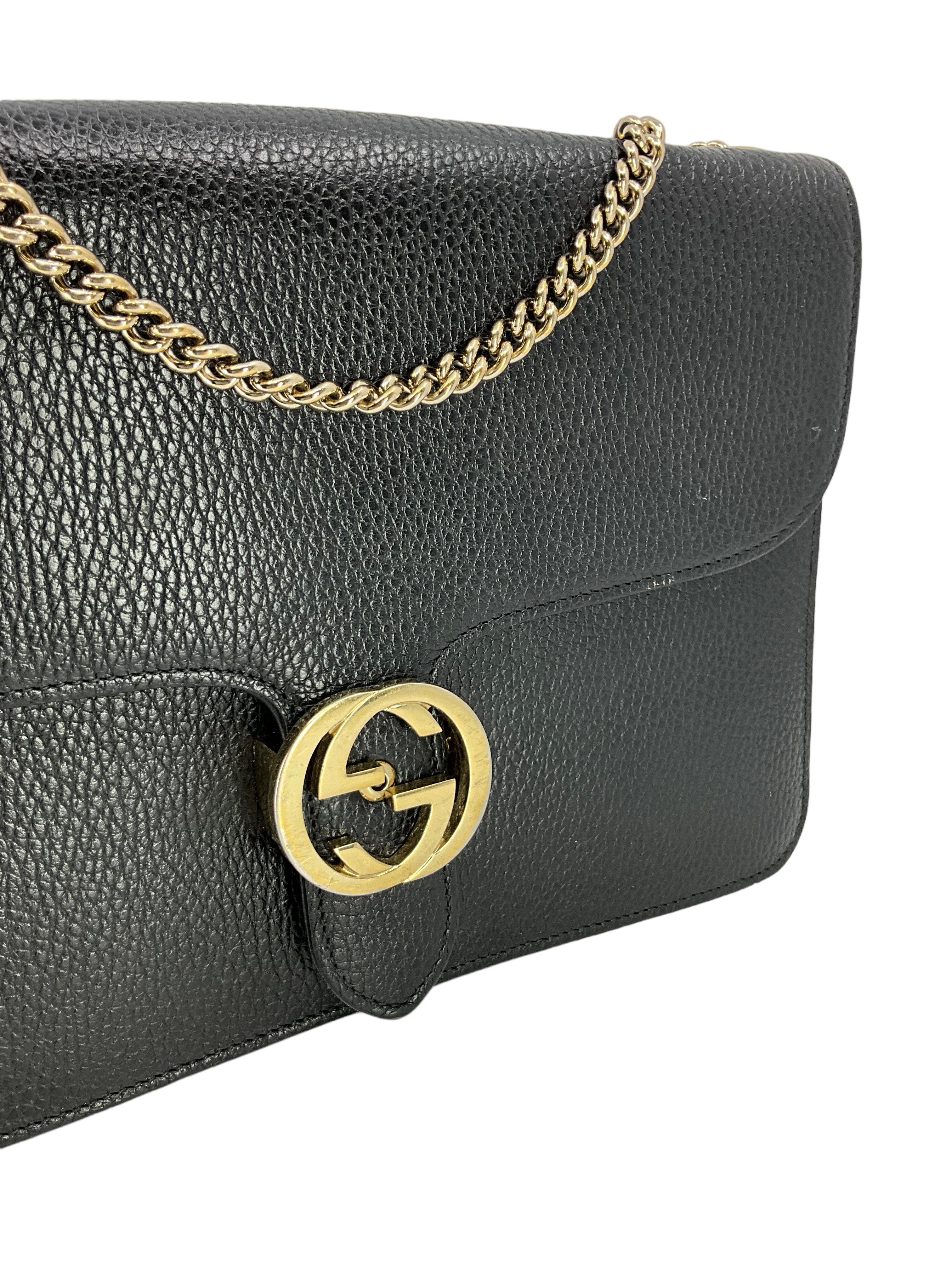 Gucci GG Interlocking Medium Dollar Leather Shoulder Bag for Women - Luxury Designer Handbag for Work, Travel & Evening Events