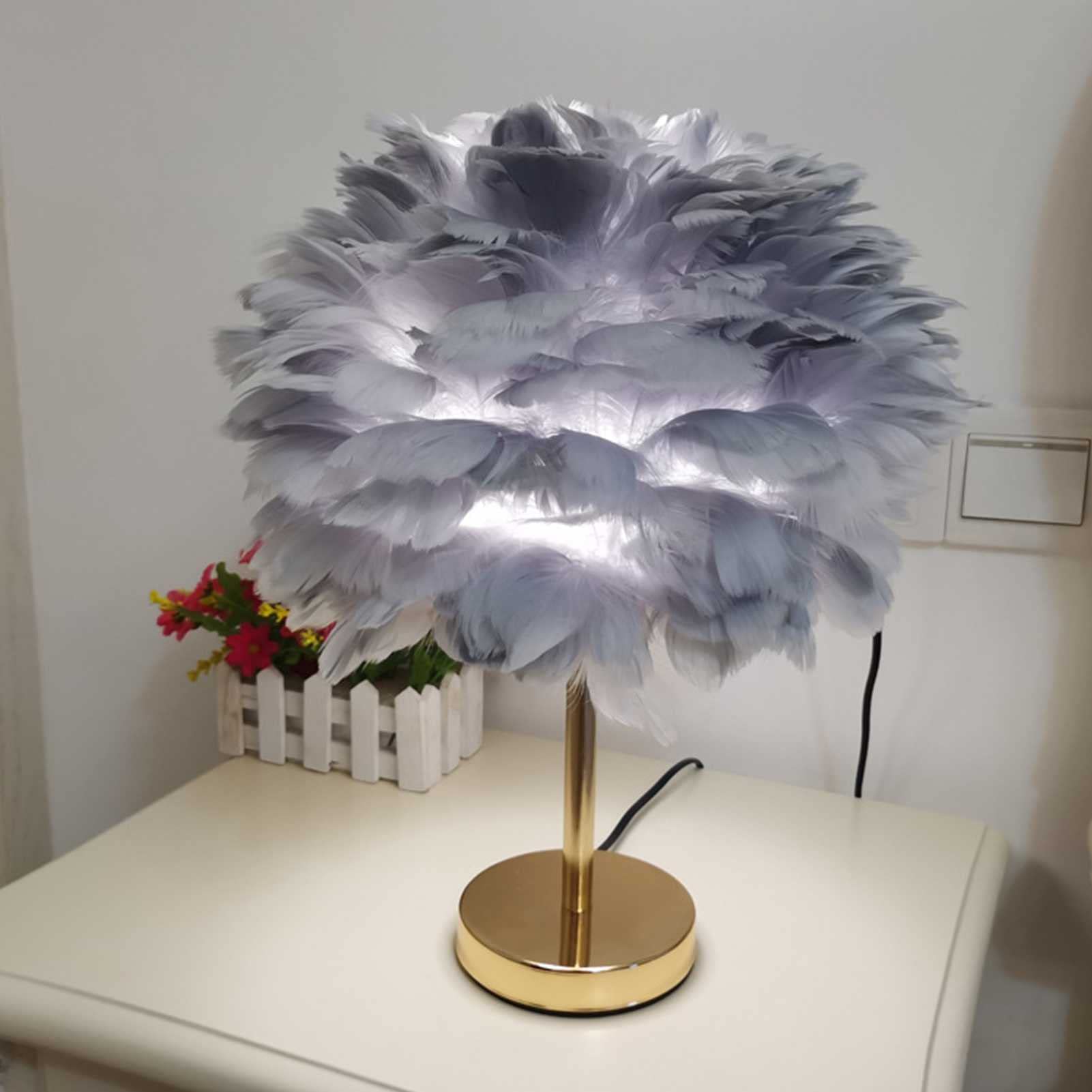 Feather Table Lamp with Soft LED Lighting - Bedside Night Light for Bedroom, Living Room, Wedding & Home Decor | Perfect for Relaxing, Reading & Creating Cozy Atmosphere