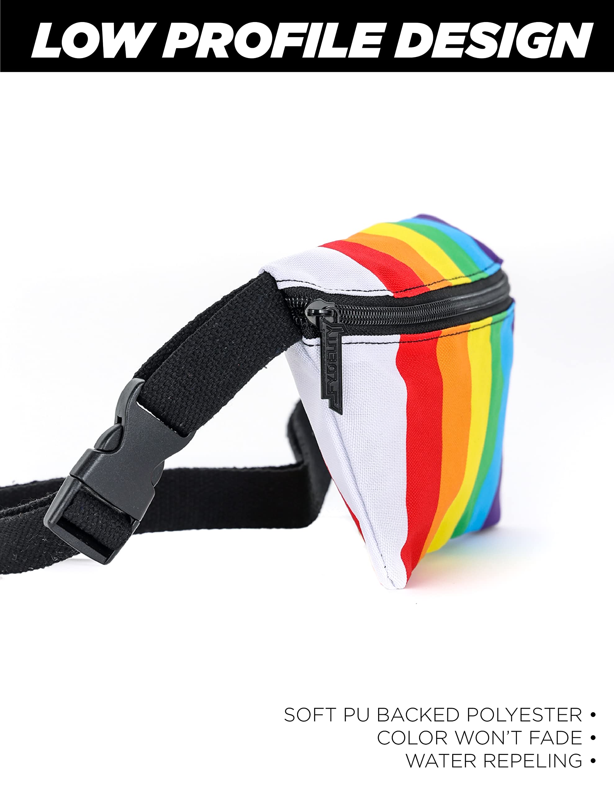 Vintage 80s/90s Small Fanny Pack for Women & Men - Slim Unisex Rainbow Crossbody Belt Bag - Lightweight Travel Waist Pack for Festivals, Concerts, Running & Daily Use | Rainbow Stripe Design