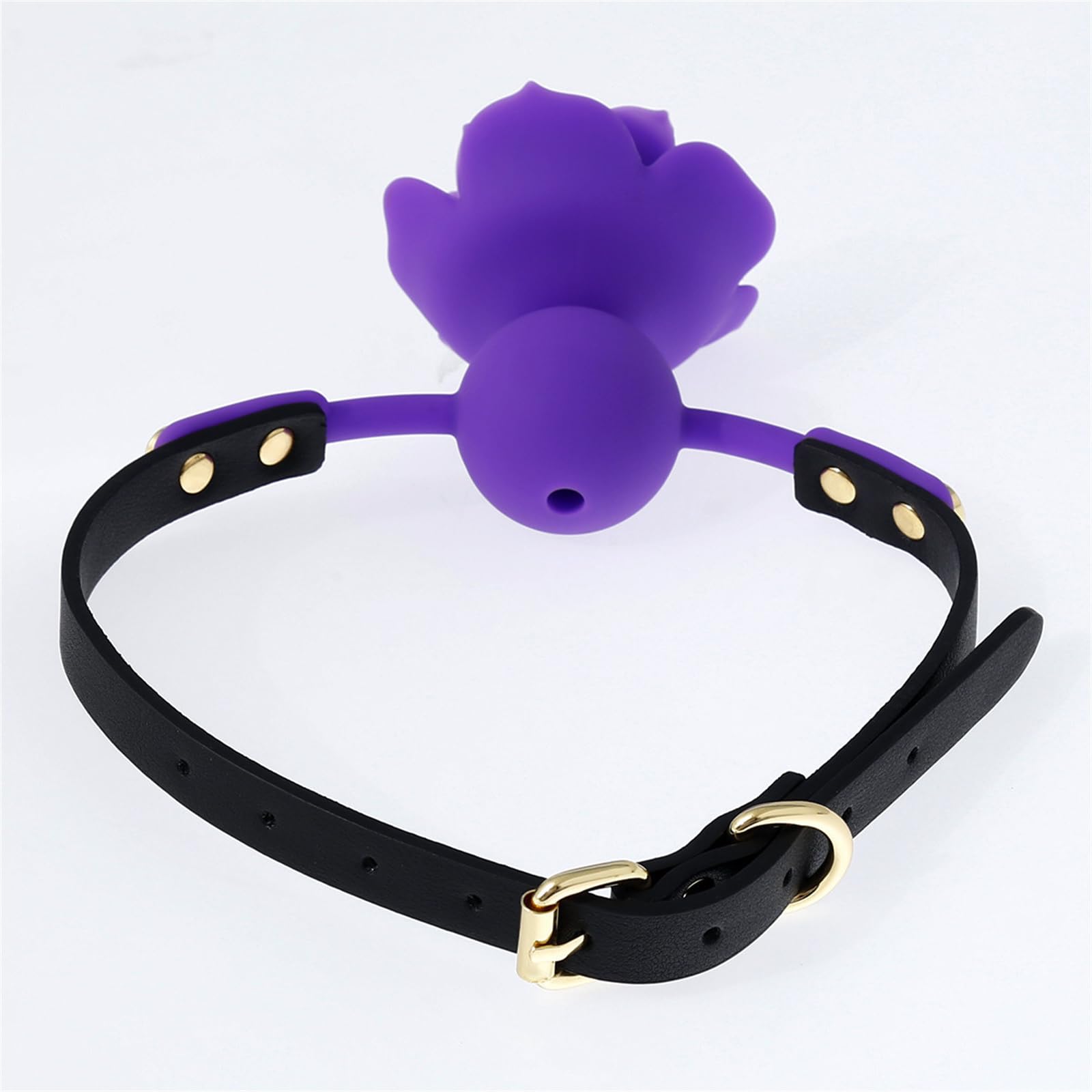 Breathable Rose Ball Gag - BDSM Bondage Sex Toy for Women & Couples, Adult Fetish Gear with Comfortable Design for Role Play, Cosplay & Sensual Games (Purple) - Perfect for Spicing Up Bedroom Fun & BDSM Scenes