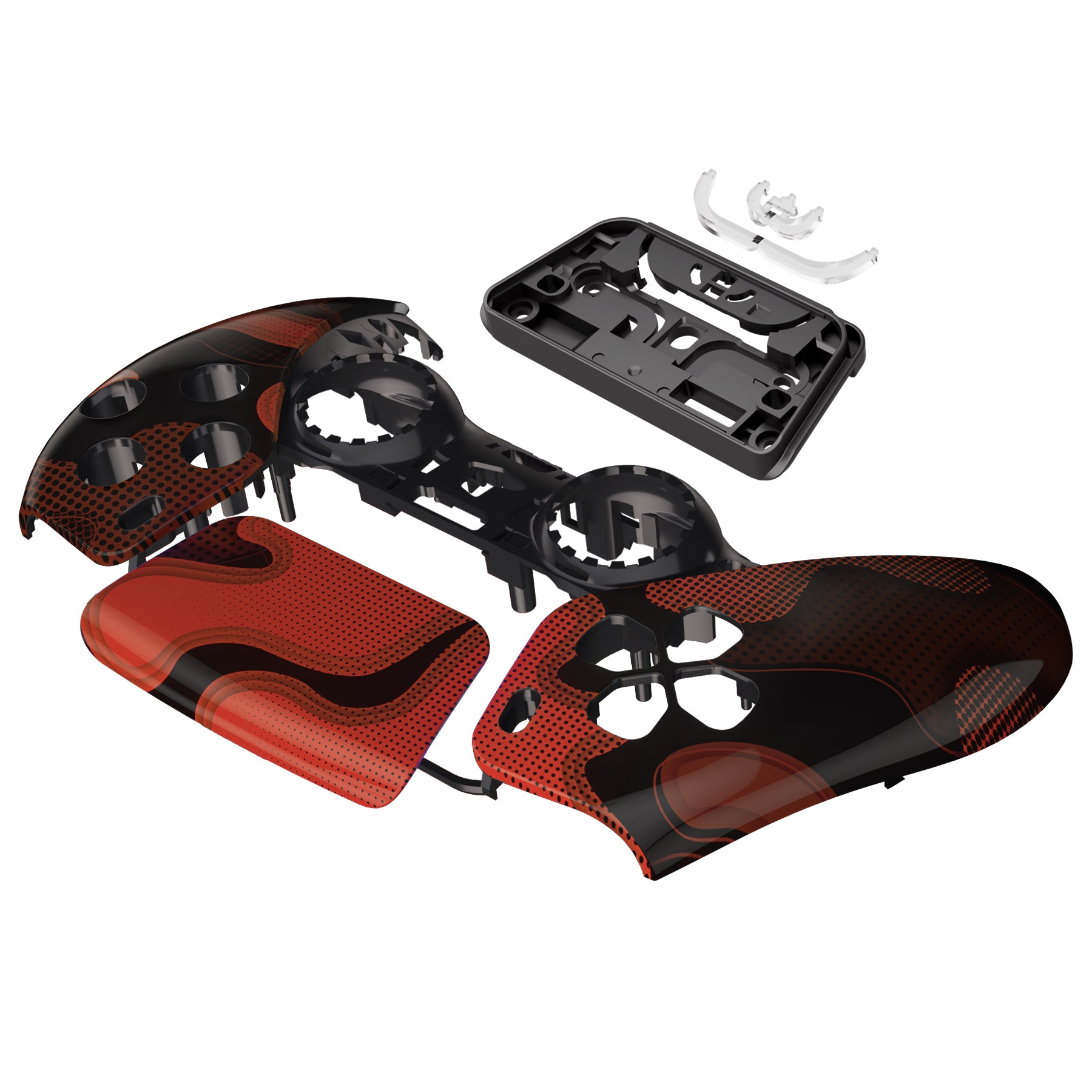 eXtremeRate PS5 Controller Front Housing Shell Replacement - Compatible with BDM 010/020/030/040/050 Models - Red Black Camouflage Design - DIY Gaming Accessory for Enhanced Customization & Protection
