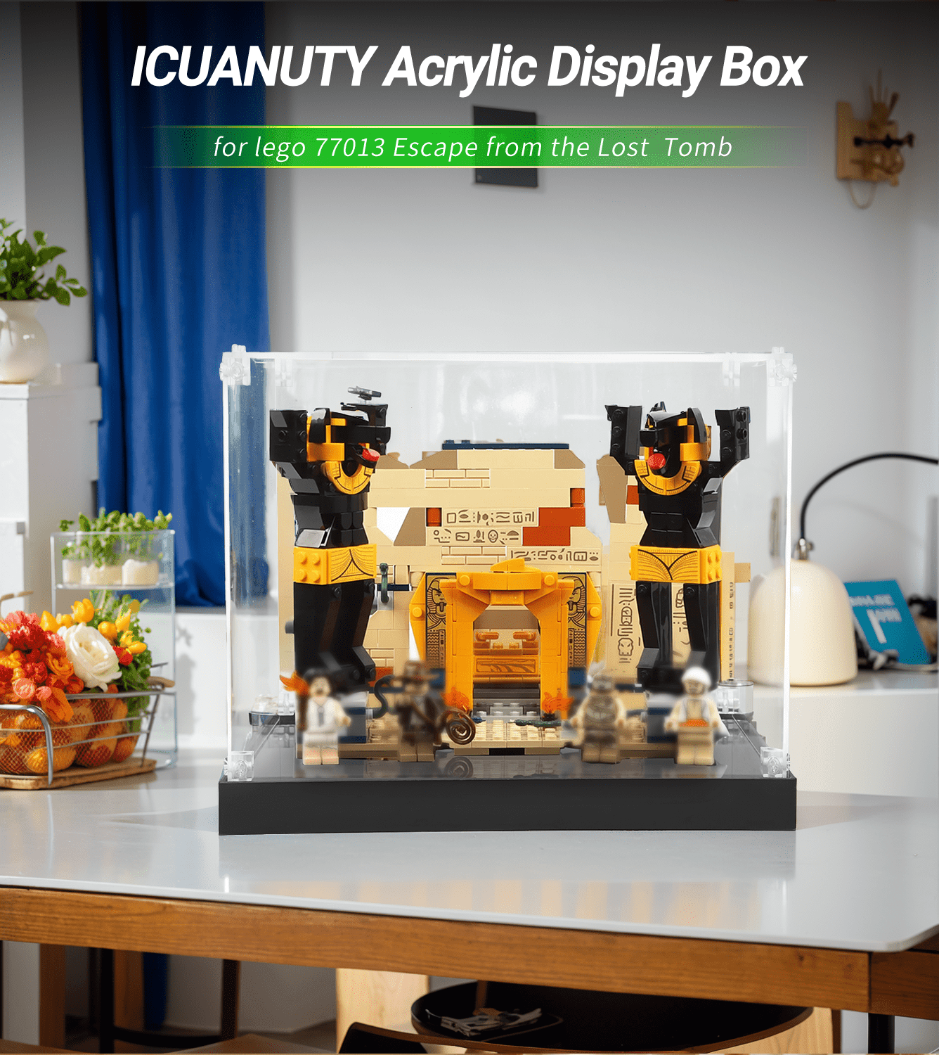 LEGO Indiana Jones Escape from Lost Tomb 77013 Display Case - Premium Acrylic Showcase for LEGO Sets - Perfect for Home Decor, Office Display & Collector's Showcase