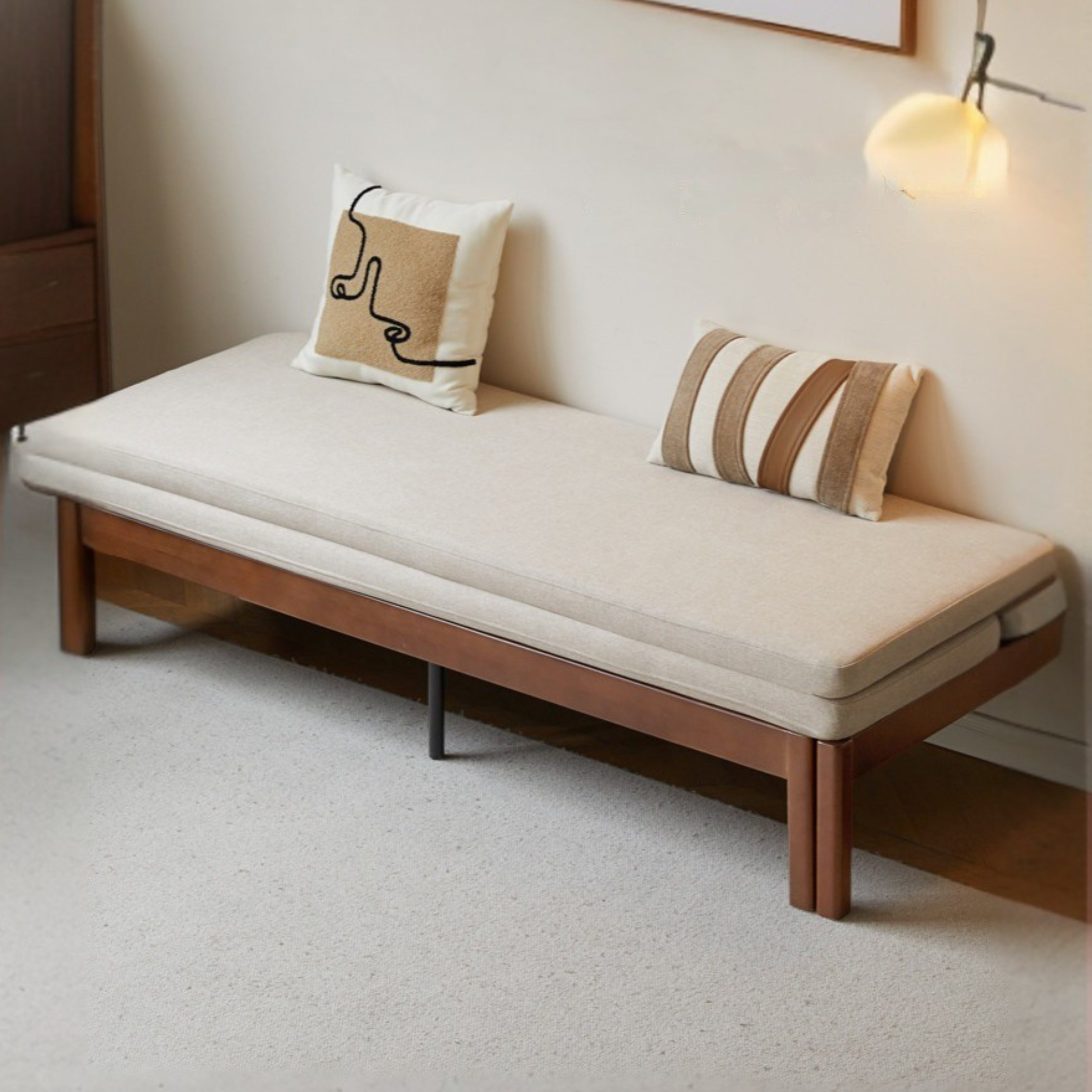 Beech Solid Wood Folding Sofa Bed - Convertible 2-in-1 Furniture for Small Spaces, Guest Room & Studio Apartments