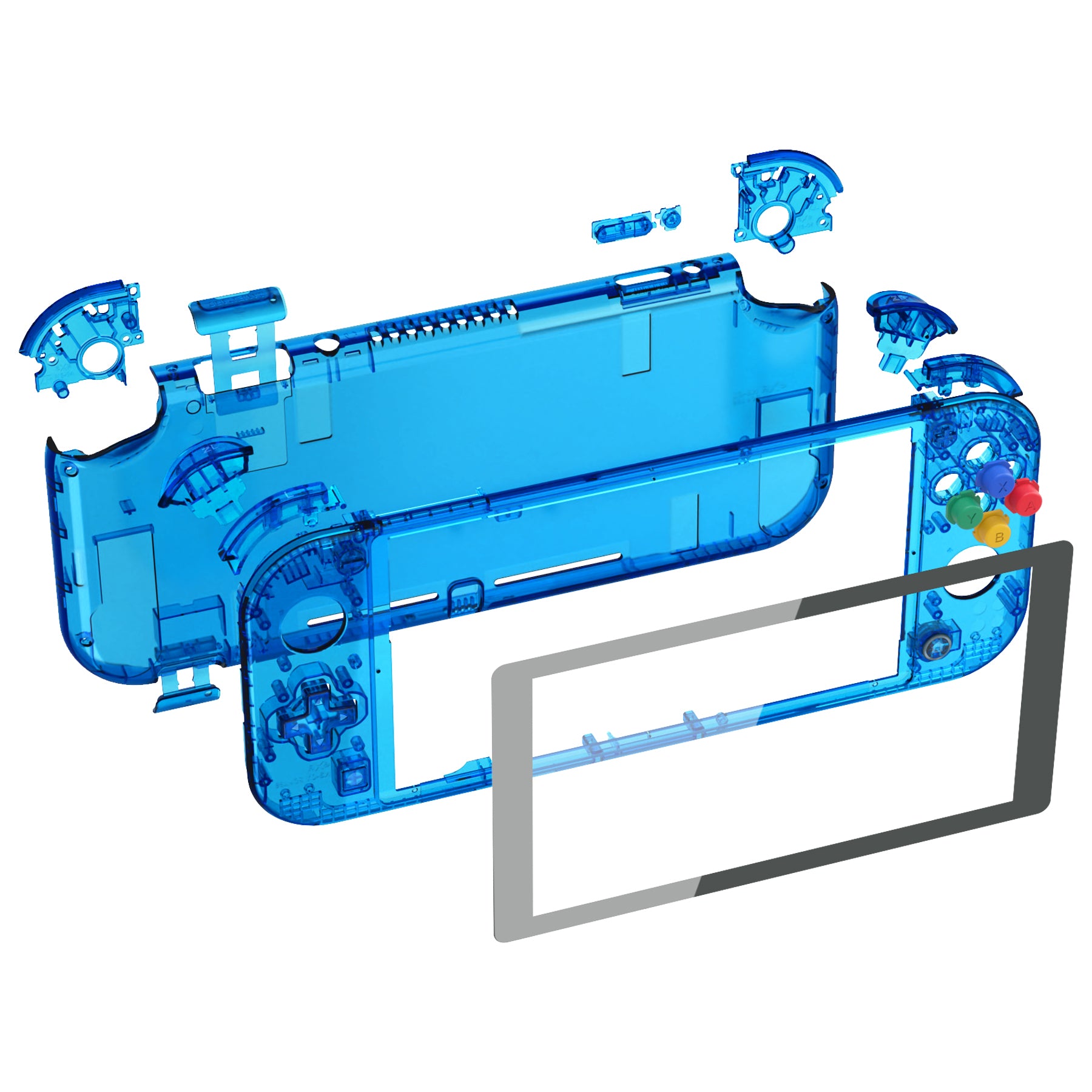 eXtremeRate Crystal Clear Blue DIY Replacement Shell for Nintendo Switch Lite - Custom Controller Housing with Screen Protector | Durable Case Cover for NSL Handheld Console | Perfect for Gaming Enthusiasts & DIY Modders