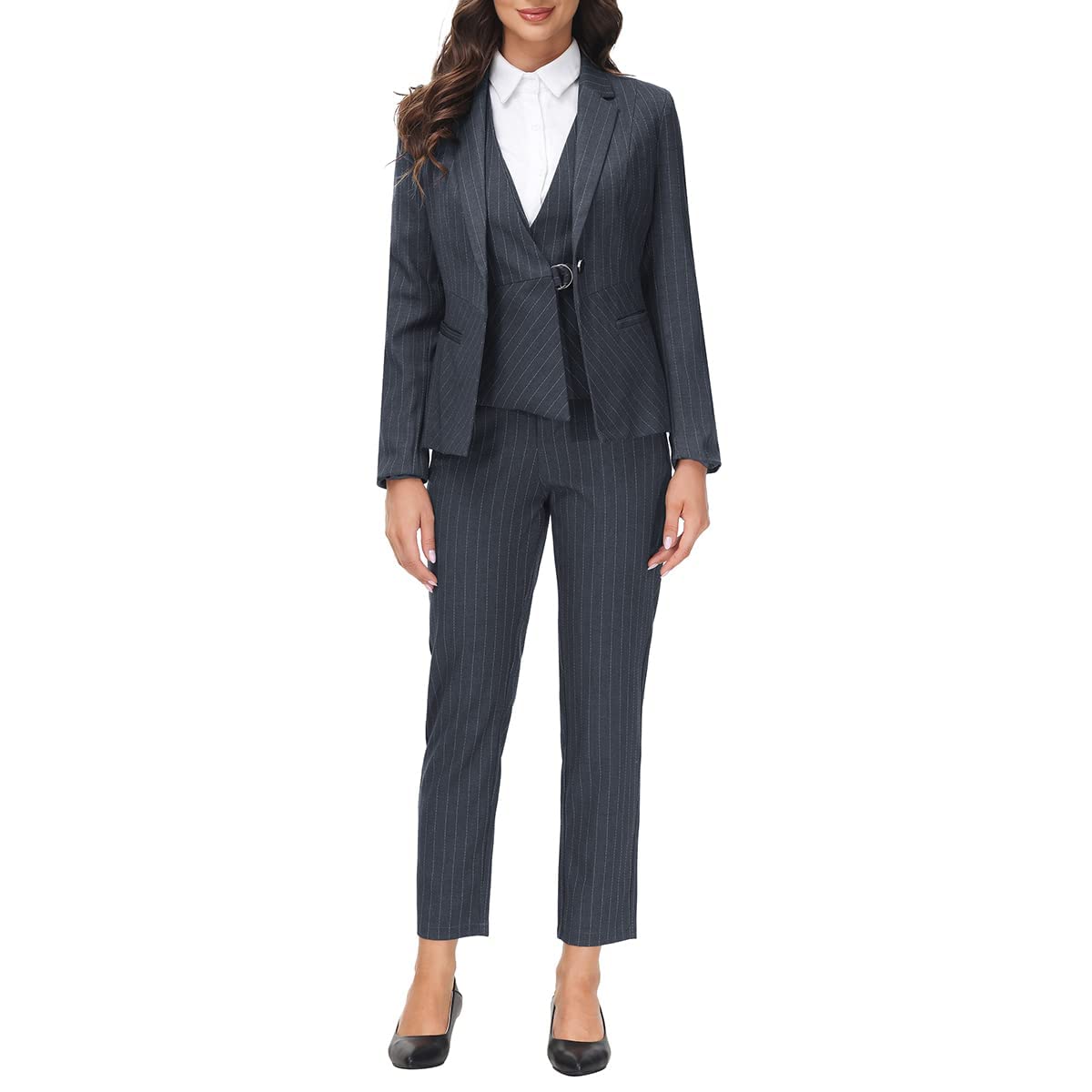MODFUL Women's 3-Piece Business Suit Set - Professional Blazer, Vest & Pants for Office Work, Interviews & Formal Events | Classic Elegant Workwear Outfit