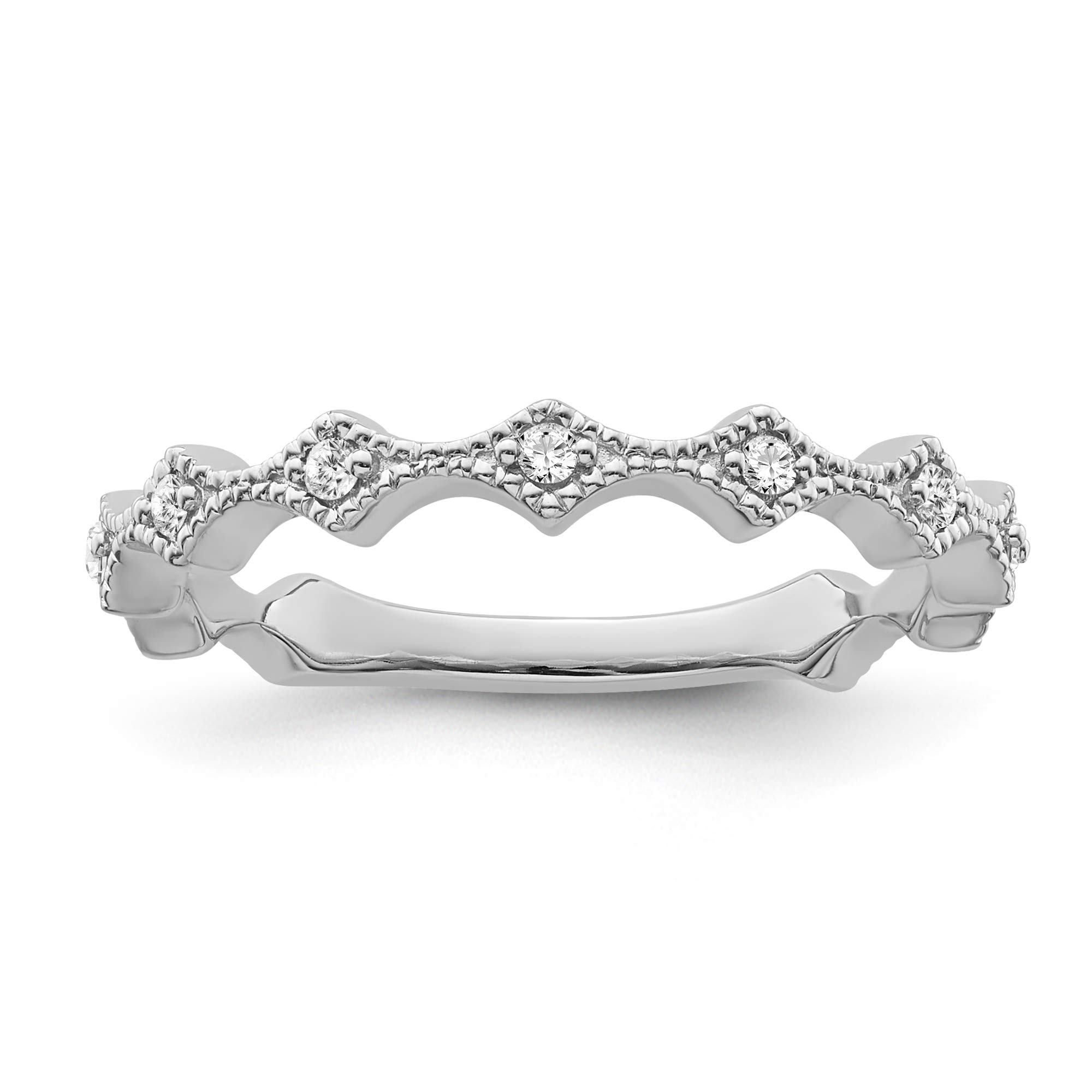 10K White Gold Diamond Band Ring for Women - 1/10 cttw, I-J Color, I2-I3 Clarity - Elegant Wedding, Anniversary & Everyday Jewelry Gift
