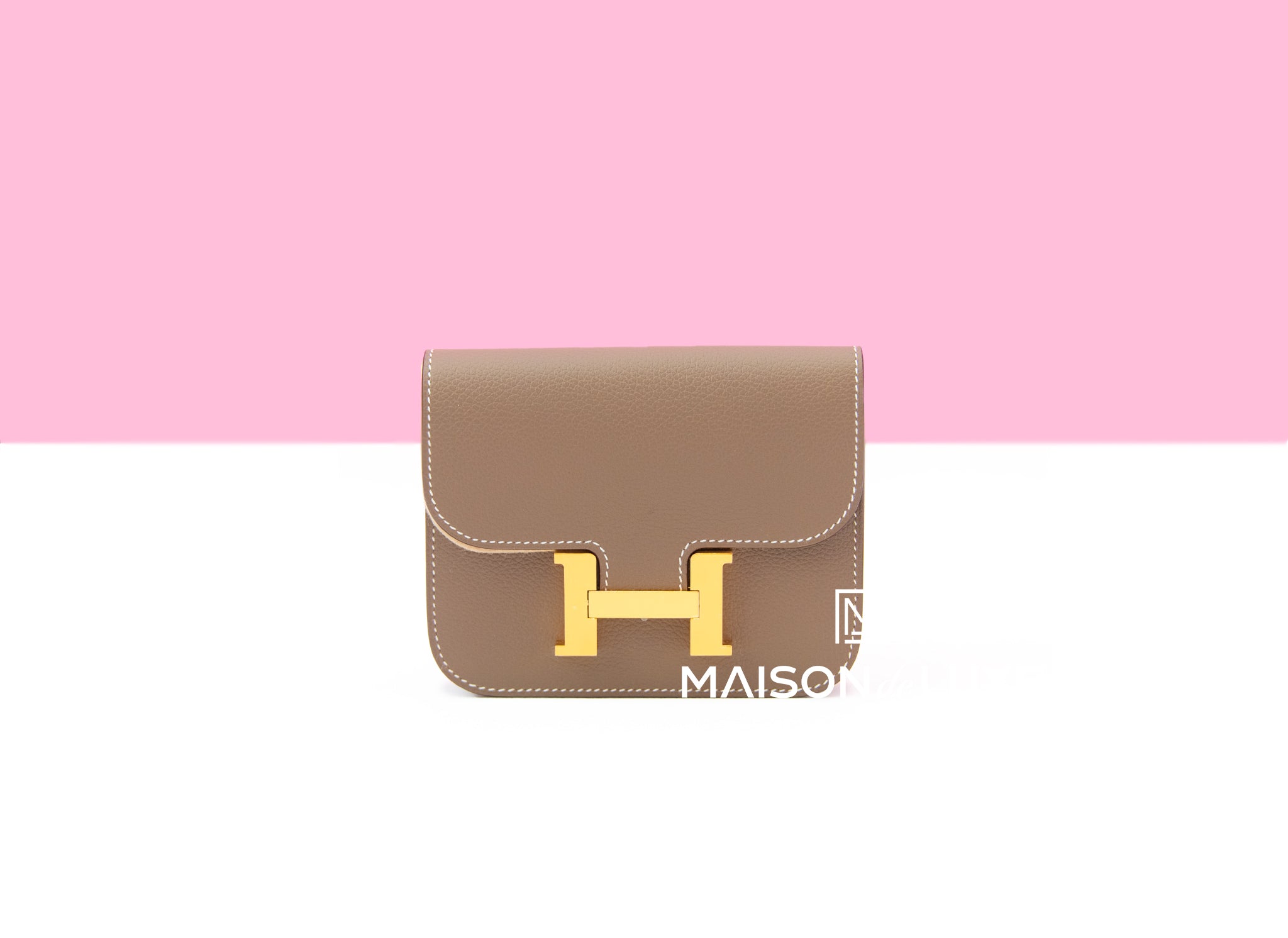 Hermes Constance Slim Wallet in Etoupe with Gold Hardware - Luxury Compact Wallet for Women, Perfect for Everyday Use and Special Occasions