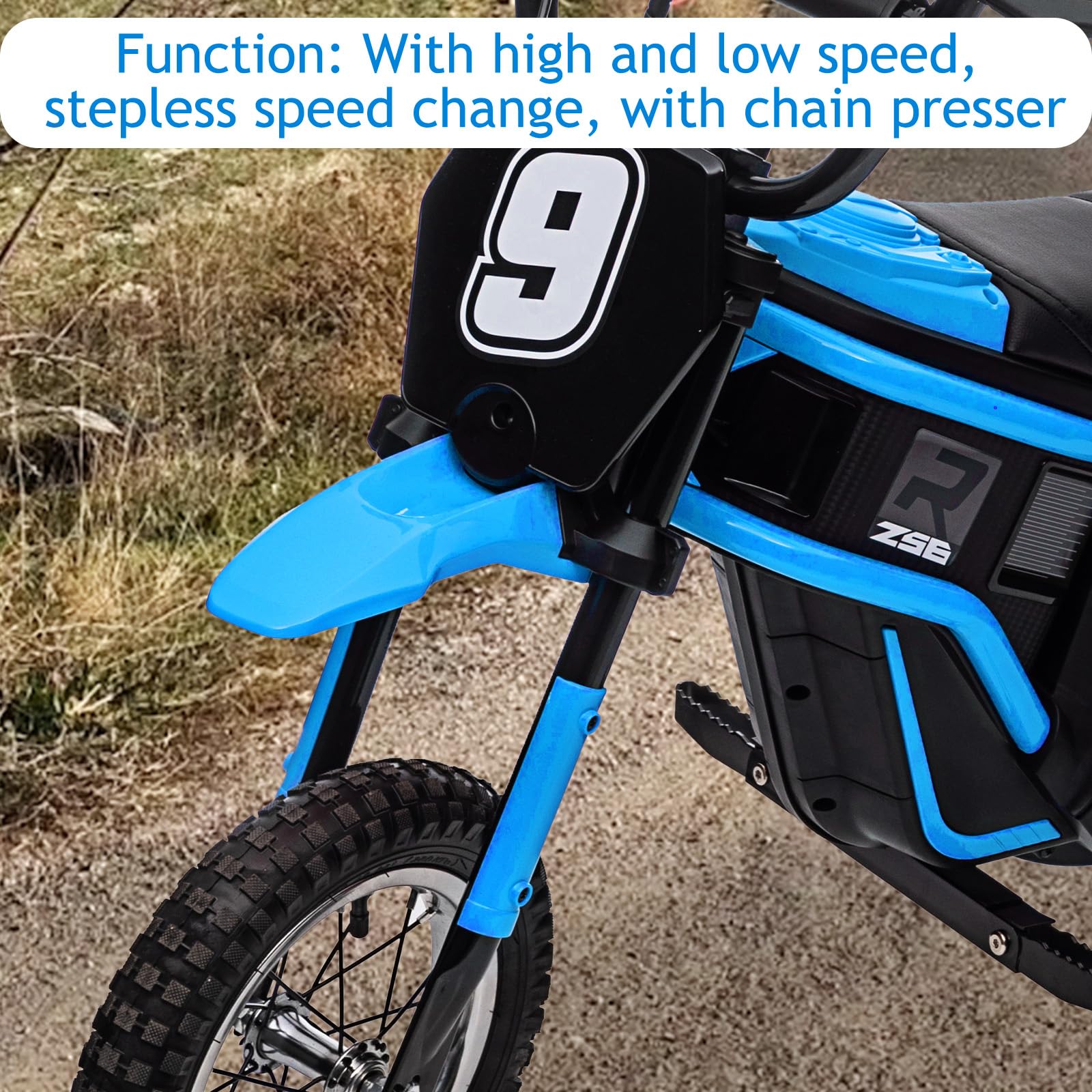 GARVEE 24V 10A 350W Kids Electric Dirt Bike - 14.29MPH Top Speed, 3-Speed Modes, for Ages 5-17, Blue | Perfect for Off-Road Adventure, Backyard Riding & Outdoor Play