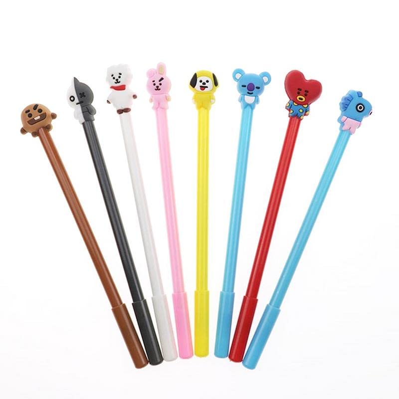 BTS Army Stationery Set for Kids - 7pcs BT-21 A6 Notebook Diary, Fur Pencil Case, Pen, Pencils & Eraser - Perfect for School, Study & K-Pop Fans (Blue)