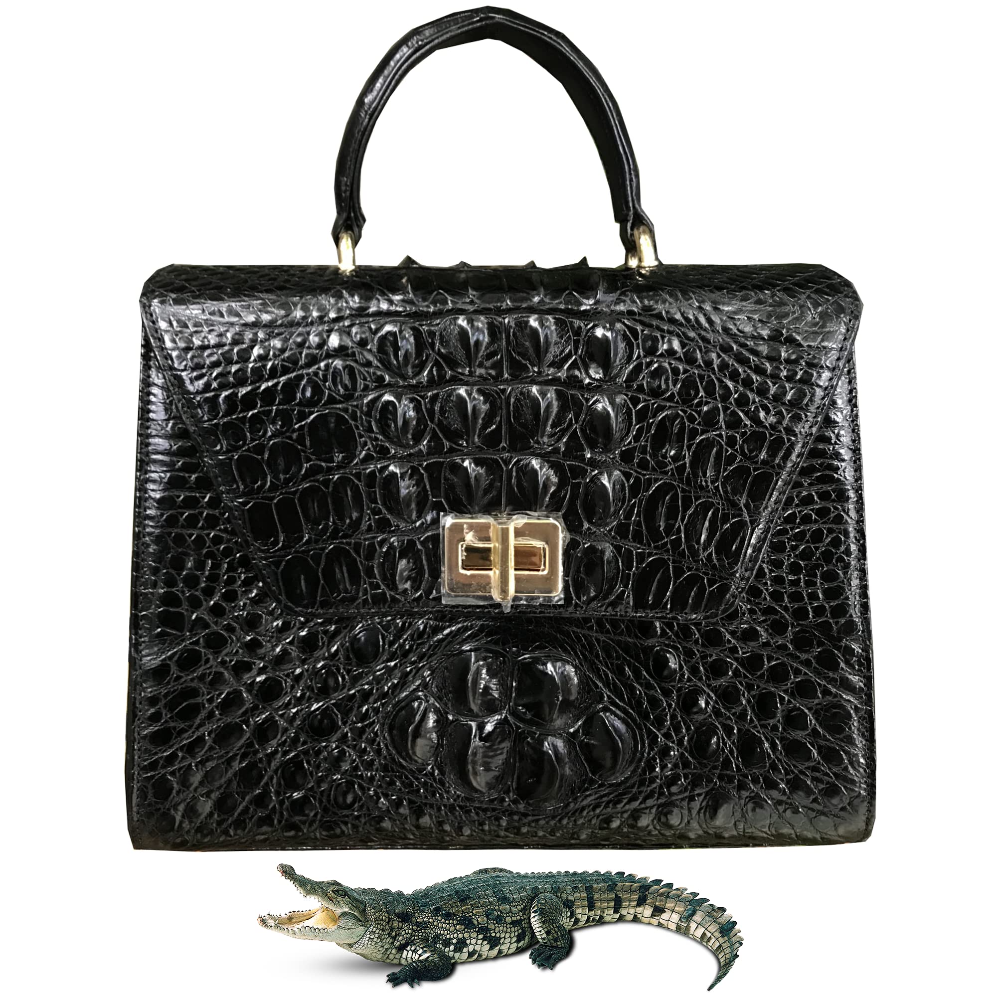 Luxury Women's Crocodile Embossed Top Handle Handbag - Large Capacity Crossbody Satchel & Business Clutch Purse for Work, Travel & Evening Events