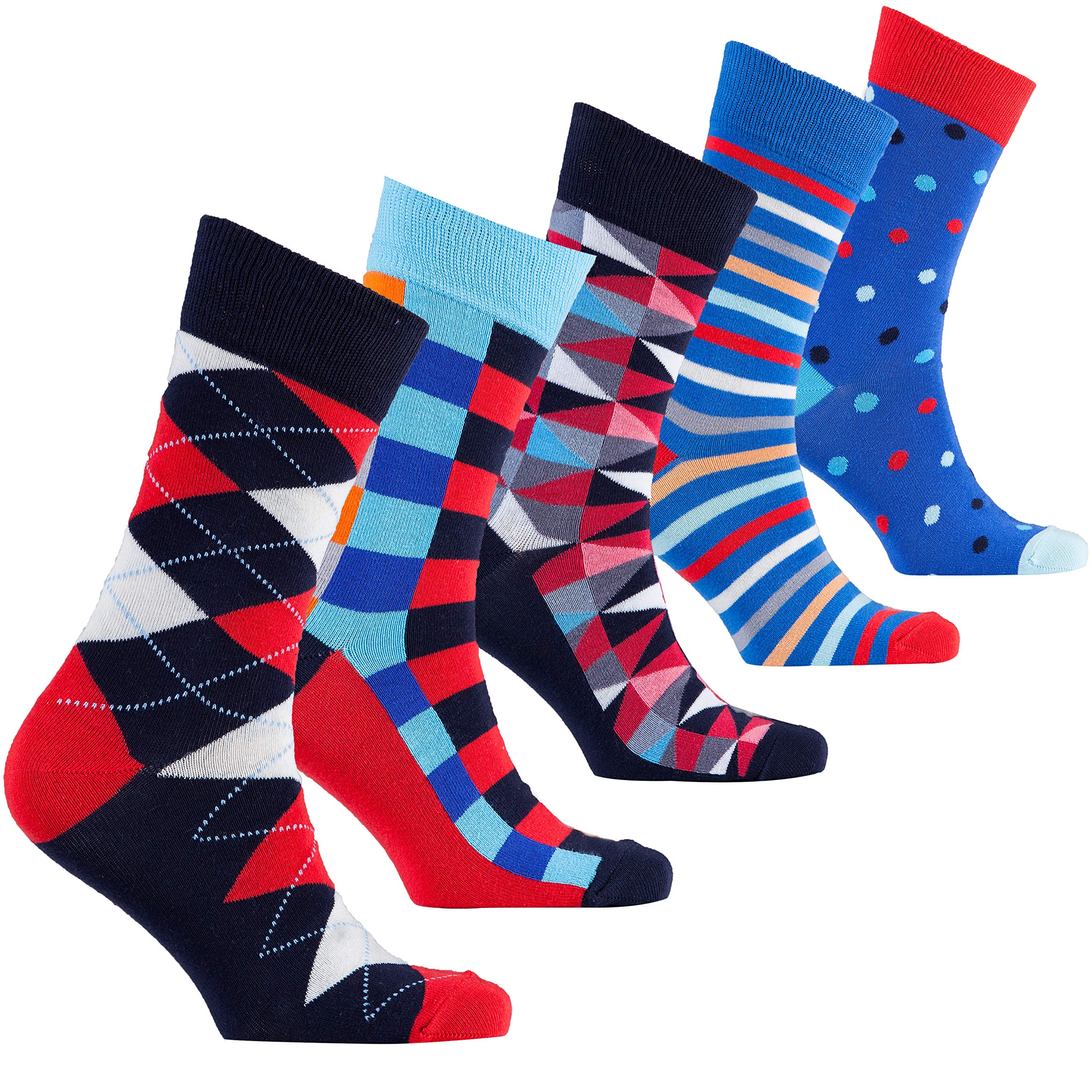 Men's 5-Pack Luxury Colorful Cotton Novelty Dress Socks Gift Set - Perfect for Office, Party & Gifting