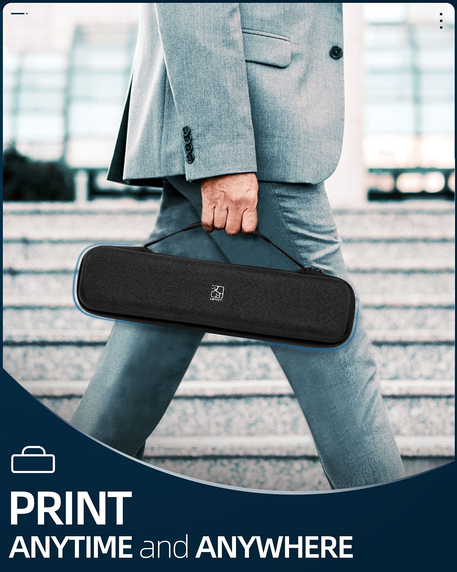 HPRT Hard EVA Storage Case for MT800/MT800Q A4 Thermal Printer - Portable, Waterproof & Shockproof Travel Carrying Case - Compact Lightweight Design for Office, Warehouse & Mobile Printing