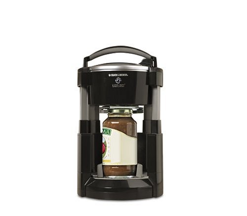 Black & Decker JW200B Jar Opener - Effortless Lid Removal for Stubborn Jars, Black - Perfect for Kitchen, Canning & Food Storage