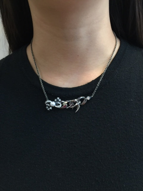 Elegant Silver Pearl Bow and Bird Necklace - Perfect for Weddings, Parties & Everyday Wear