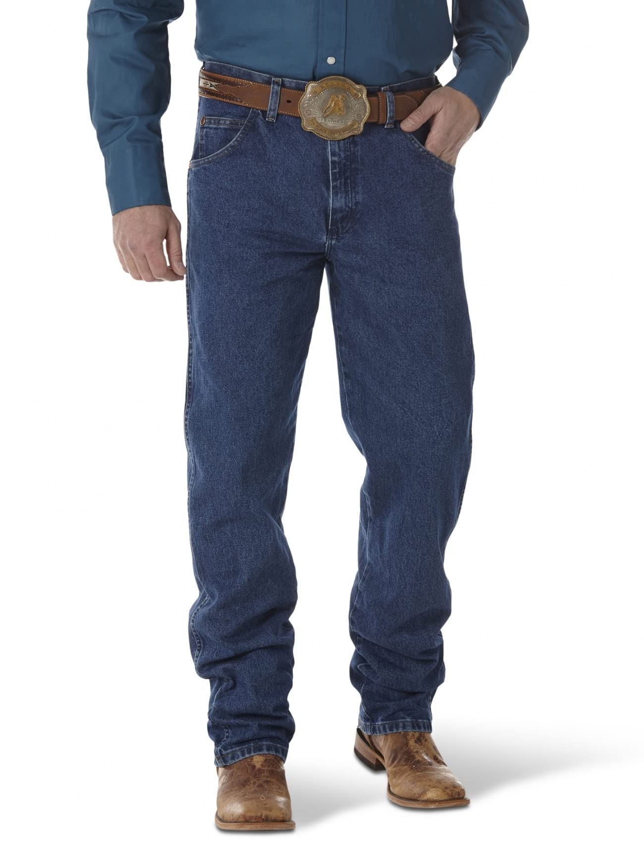 Wrangler Men's Cowboy Cut Relaxed Fit Jeans - Durable Denim Pants for Western Riding, Ranch Work & Casual Wear