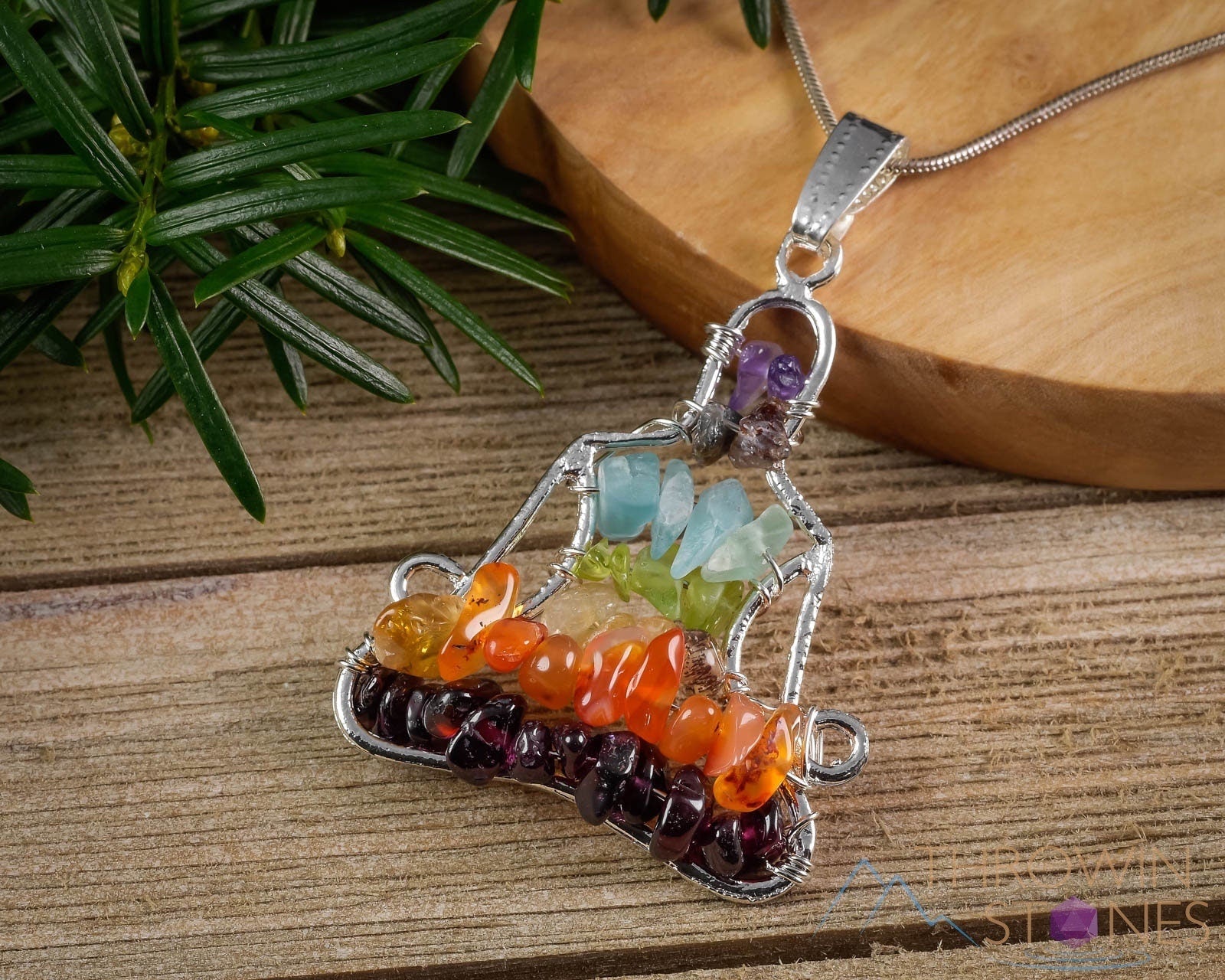 CHAKRA Crystal Pendant Necklace - Handmade Wire Wrapped Yoga Meditation Jewelry with Healing Stones (E1512) | Spiritual Gift, Energy Balancing & Mindful Accessory for Meditation, Reiki & Holistic Healing