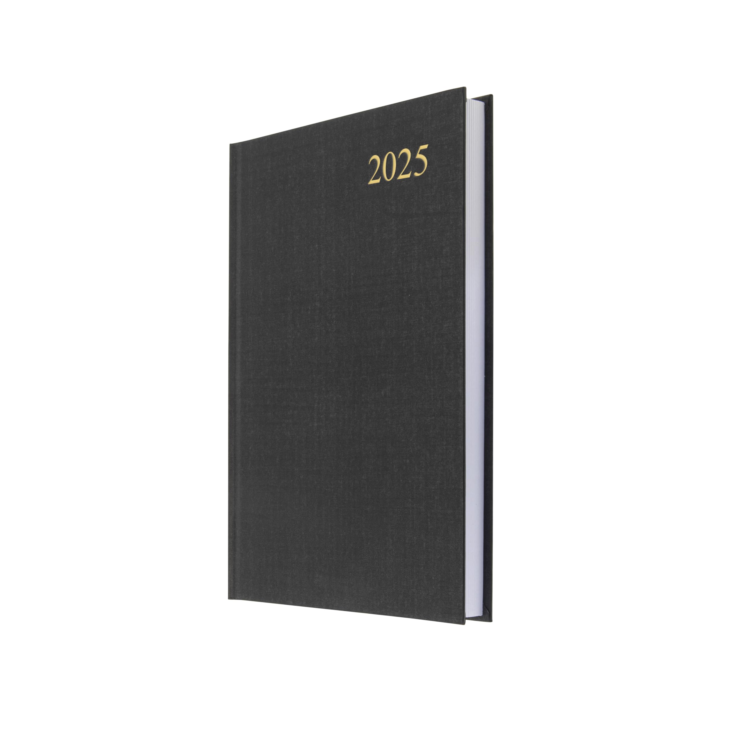 Eco Friendly 2025 Daily Planner - A5 Business Diary with Leathergrain Hardcover & Recycled Paper, Day Per Page, Black (E-ESSA51.99-25) - Perfect for Office, School & Personal Organization