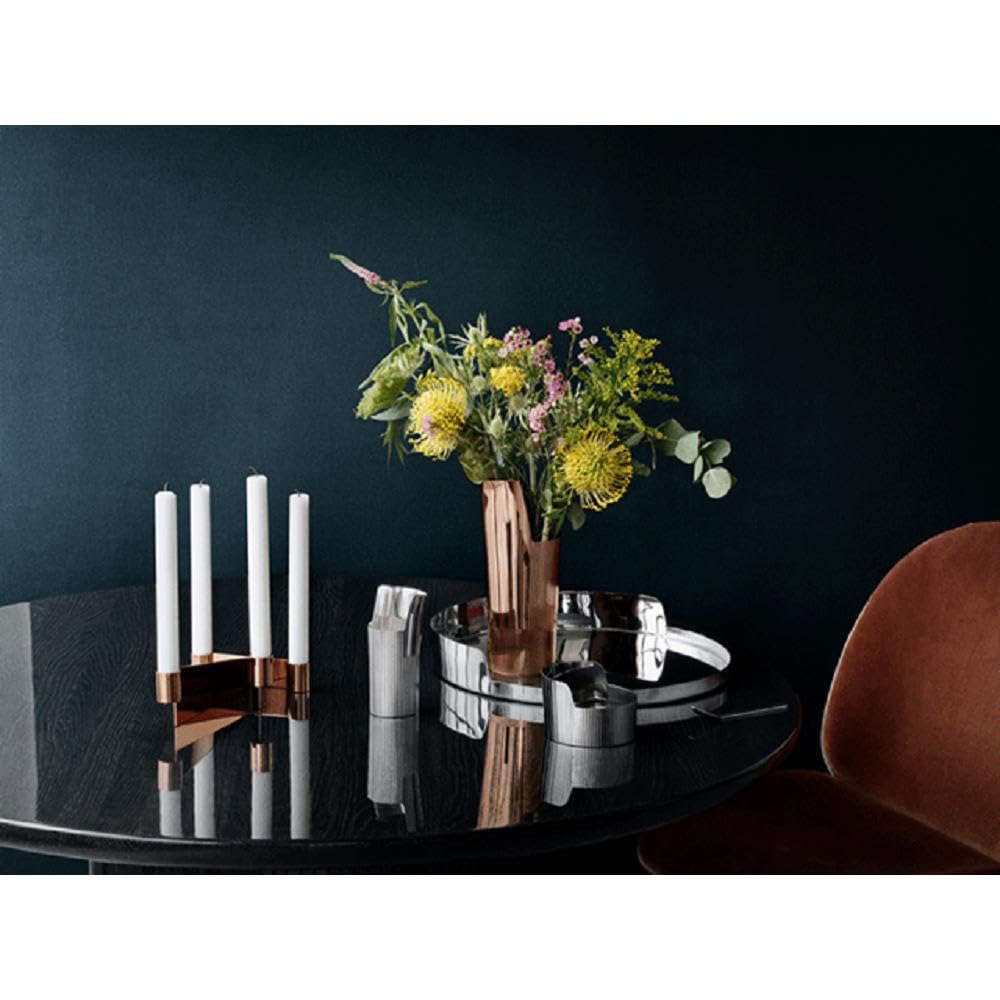 Georg Jensen Urkiola Stainless Steel Tall Vase - Modern Silver Home Decor for Living Room, Dining Table & Office Centerpiece