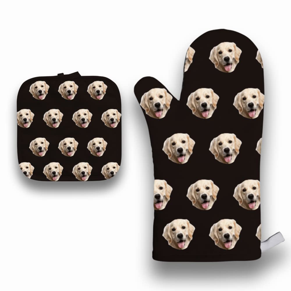 Custom Oven Mitts Set - Heat Resistant Kitchen Cooking & BBQ Gloves with Adjustable Straps - Microwave Safe Oven Gloves for Baking, Grilling & Cooking - Personalized Pattern Design for Home & Professional Kitchens
