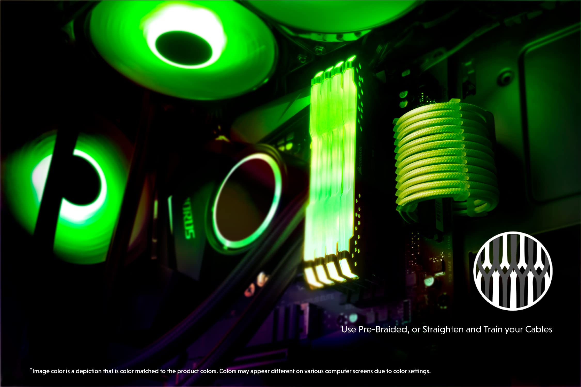 LINKUP - AVA 30cm EPS 4 Pin CPU ATX Motherboard PSU Power Supply Braided Sleeved Extension Cable with Combs | Strong & Stiff Design | Single Pack | 300mm - Green | Perfect for Custom PC Builds & Cable Management