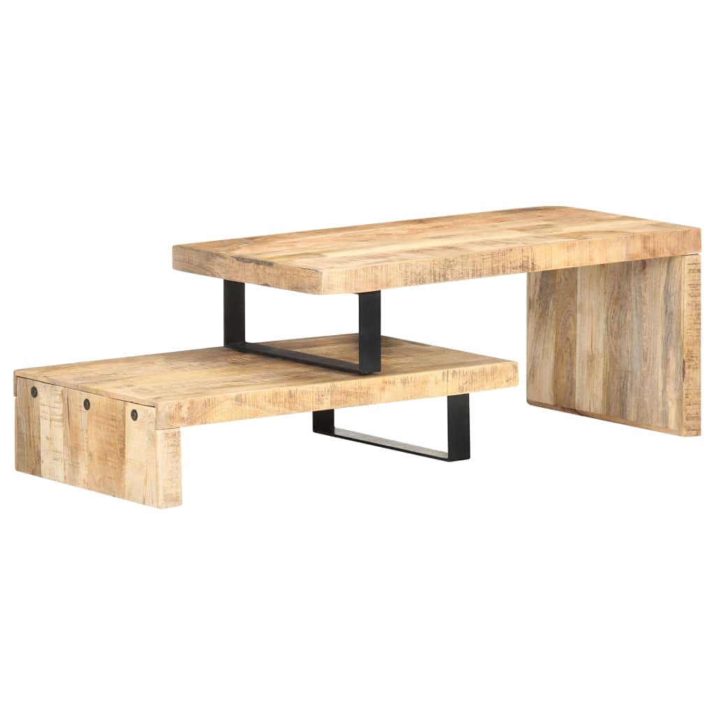 Esenlong Solid Mango Wood Coffee Table Set with Shelf - Modern Living Room Furniture, Multi-Purpose Desk for Home, Garden & Terrace - Perfect for Entertaining, Relaxing & Decorating