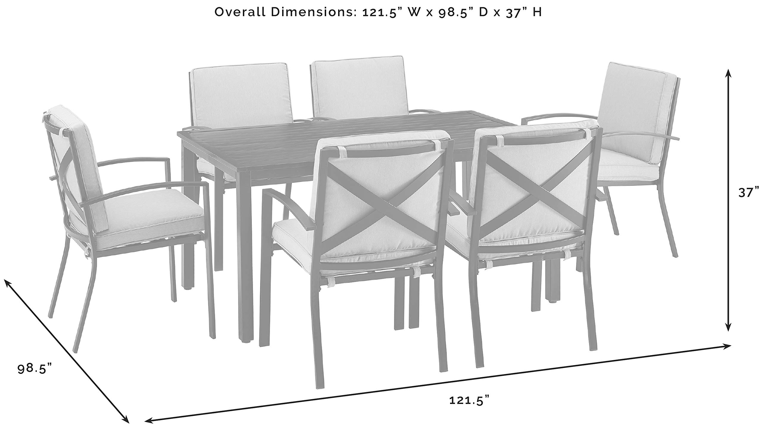 Crosley Furniture Kaplan 7-Piece Outdoor Dining Set for 6 - Patio Table & Chairs with Oiled Bronze Frame & Oatmeal Cushions - Perfect for Backyard, Deck, Garden & Outdoor Entertaining