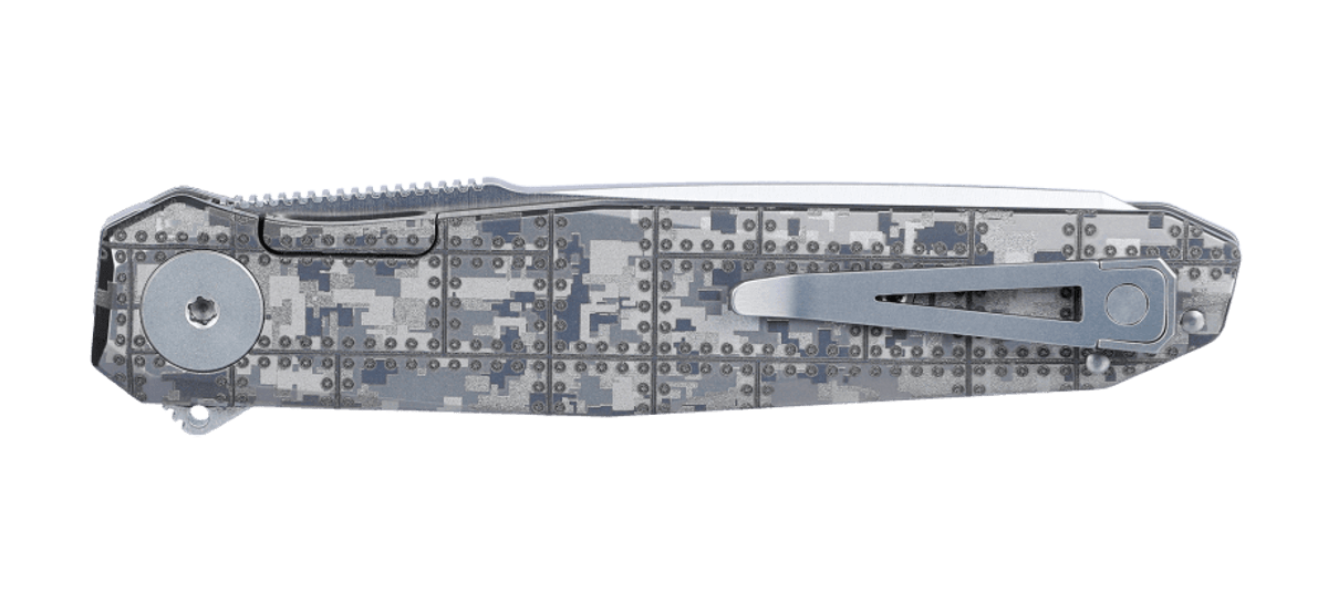 CRKT K253TM390 Facet Ken Onion Limited Edition Folding Knife - M390 Stainless Steel Satin Drop Point Blade, Titanium Rivet Handles - EDC, Outdoor, Camping, Survival, Hunting, Tactical Use