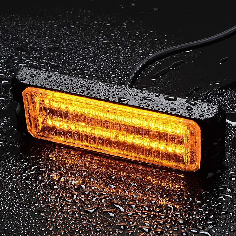 1/4pcs 32-LED Surface Mount Flashing Strobe Lights for Trucks, Cars & Vehicles - Mini LED Grille Lights, Emergency Beacon & Hazard Warning Lights (Amber/Amber & White) - Perfect for Roadside Emergencies, Construction Zones & Vehicle Safety
