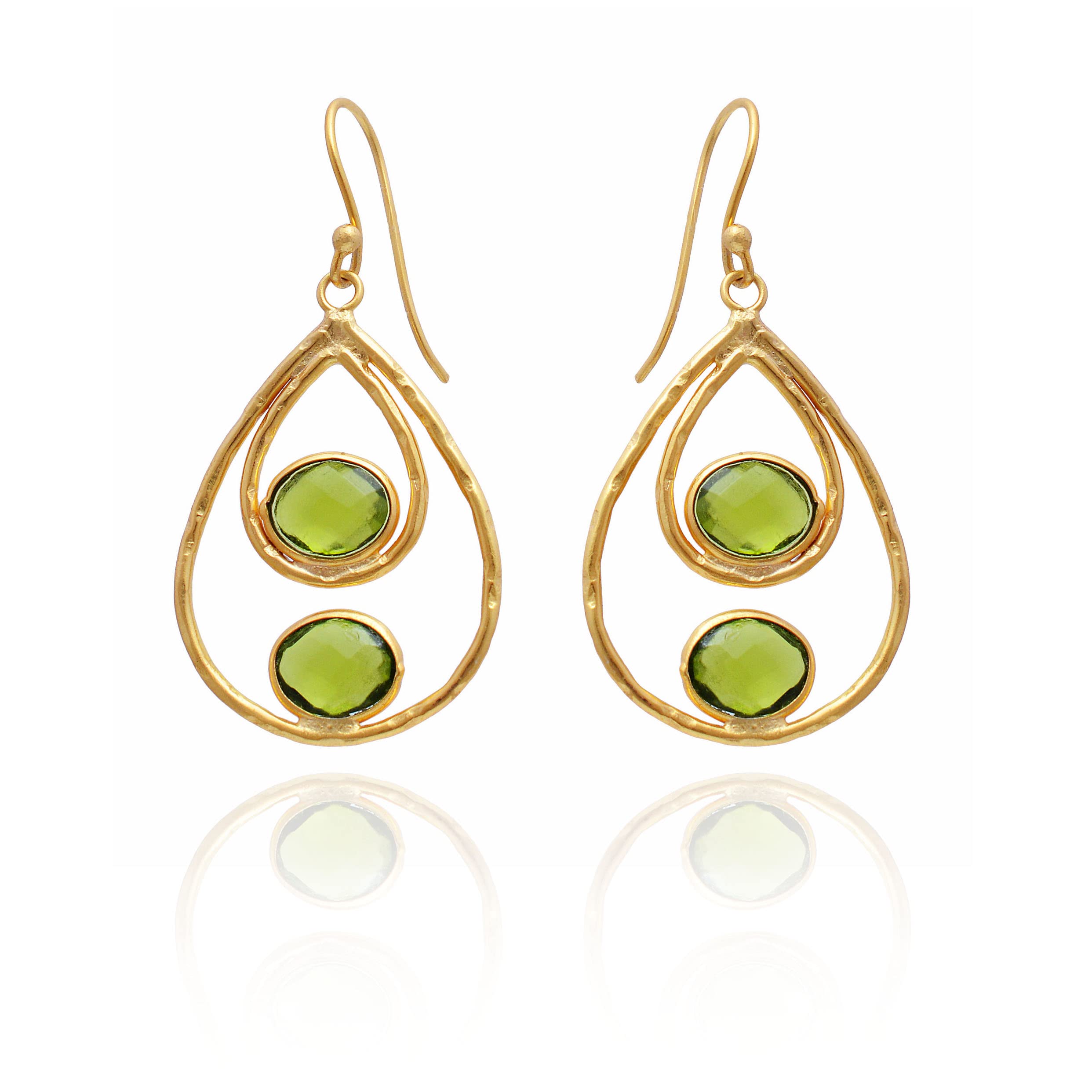 Veracity Jewelry 18K Gold Plated Peridot Earrings for Women - August Birthstone Handmade Gemstone Jewelry - Green Peridot Stud Earrings for Girls (VE-506) - Perfect for Birthdays, Anniversaries & Special Occasions