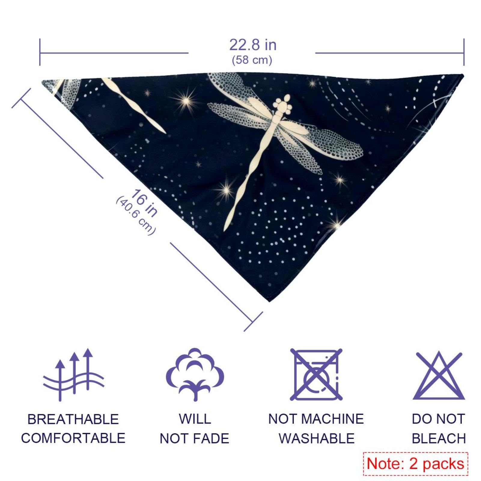 2-Piece Abstract Dragonfly Dog Bandanas - Stylish Pet Scarves & Square Bibs for Weddings, Photo Props & Daily Wear