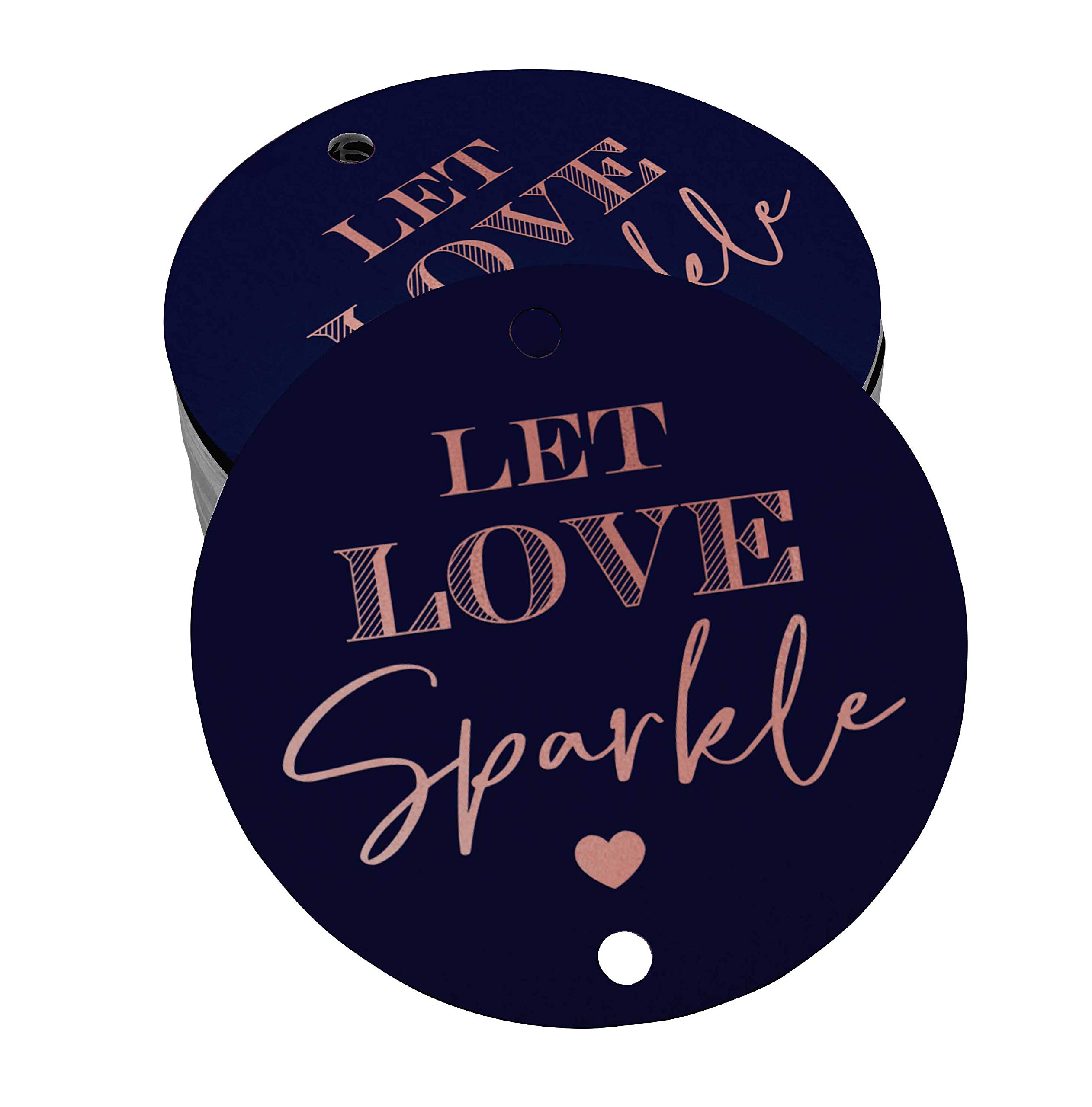 100pcs Real Rose Gold Foil Wedding Favor Tags - Elegant 'Let Love Sparkle' Hanging Paper Tags for Wedding Decor, Bridal Shower Favors & Anniversary Celebrations