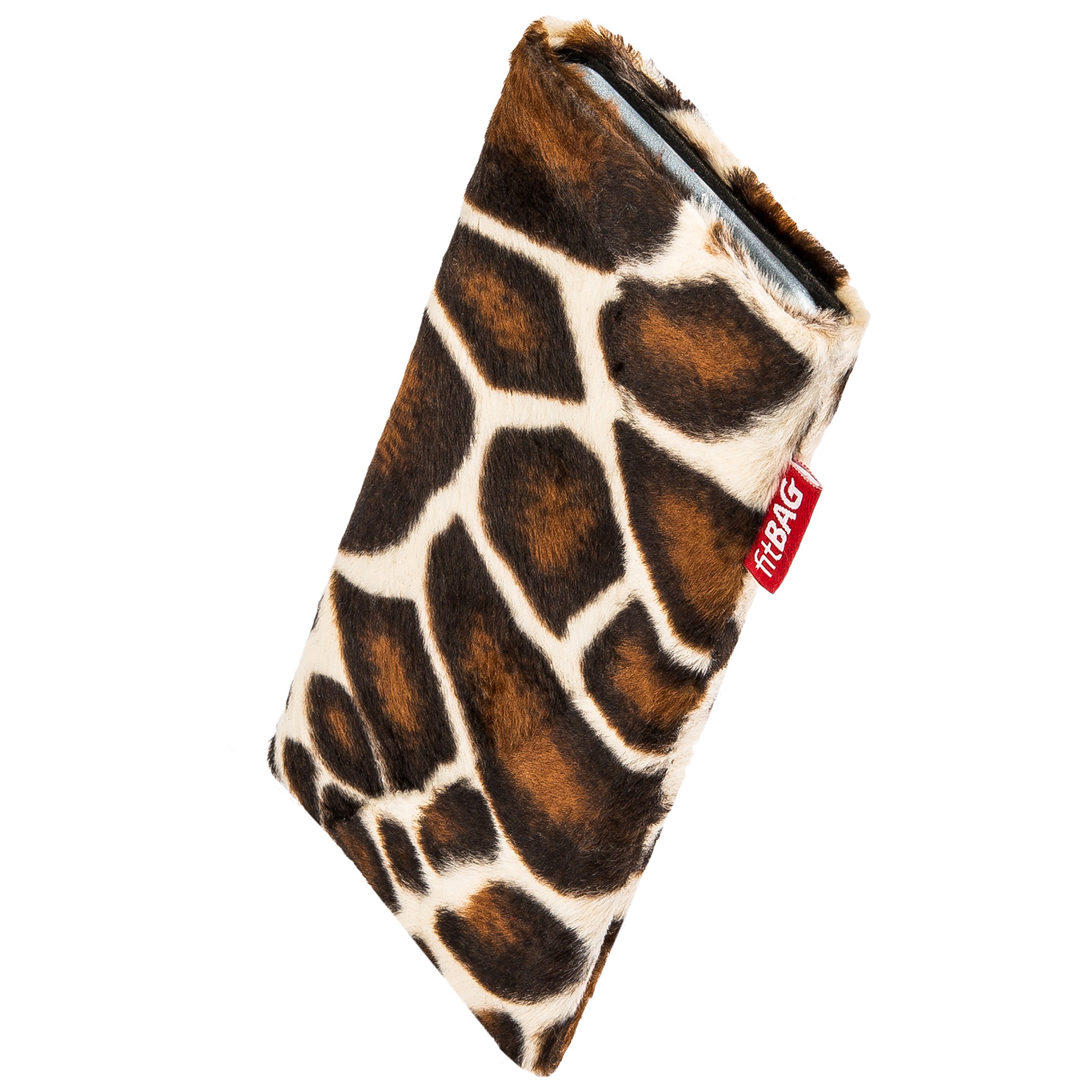 Premium Giraffe Print Custom Fit Sleeve Case for Samsung Galaxy S22 Ultra - German-Made Faux Fur Pouch with Microfiber Lining (Display Cleaning) - Perfect for Travel, Office & Everyday Protection