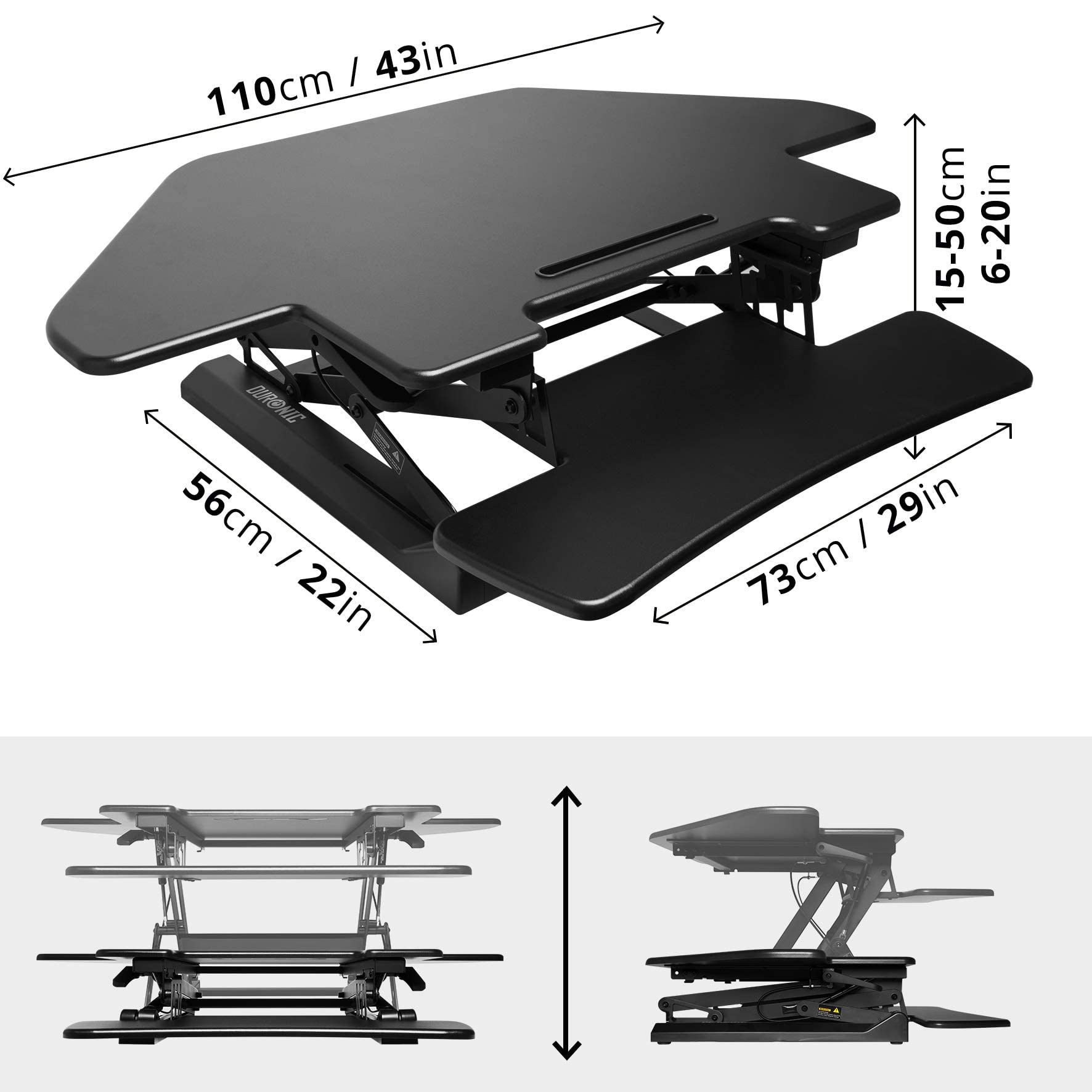 Duronic DM05D5 Adjustable Corner Sit Stand Desk - 43.3x16.1