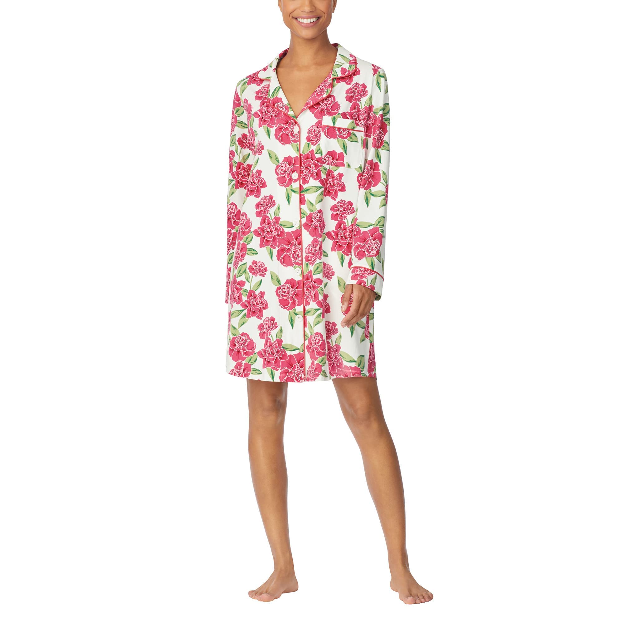 BedHead Pajamas for Women - Soft Long Sleeve Sleepshirt Nightgown with Pockets - Cozy Lounge Wear for Sleeping, Relaxing at Home & Travel