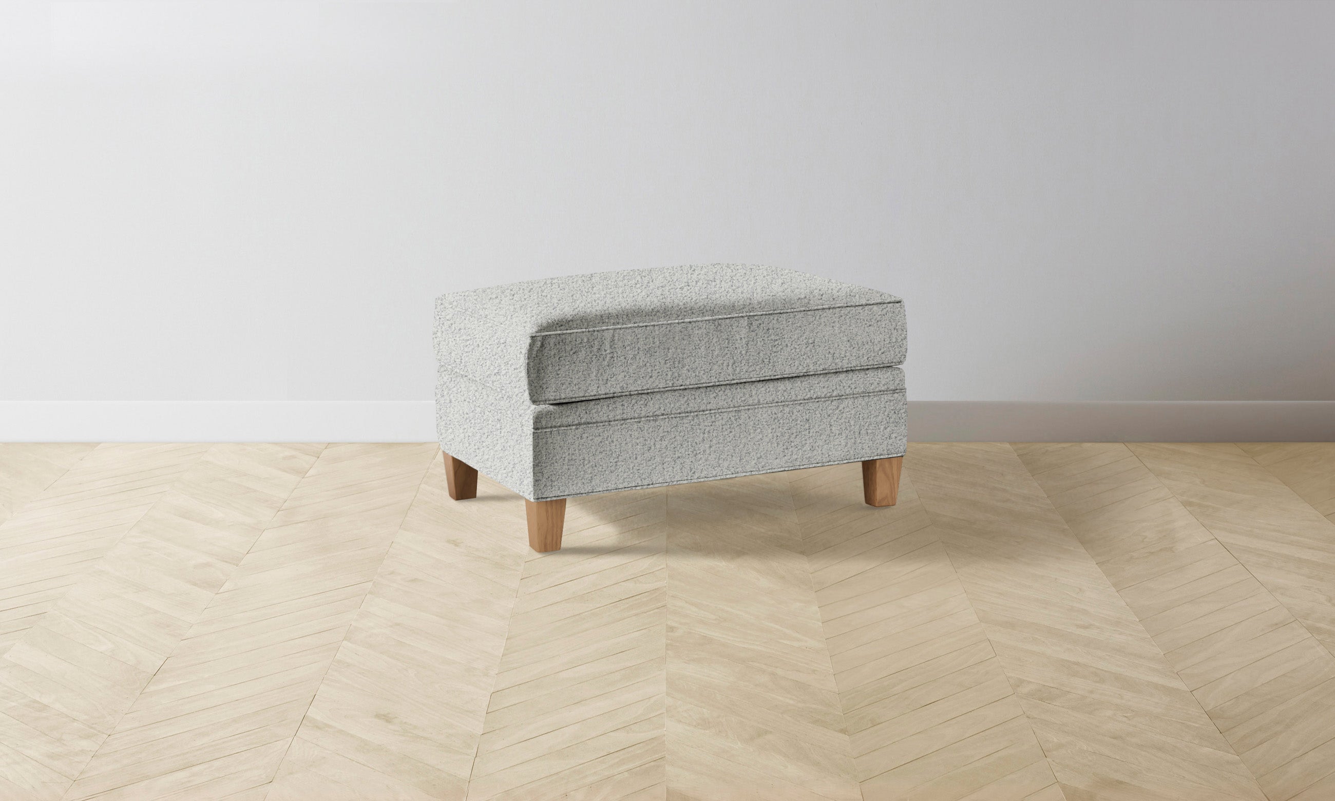 Carmine Ottoman - Soft Woolen Bouclé Fabric Footstool with Sturdy Wooden Legs | Perfect for Living Room, Bedroom & Home Decor