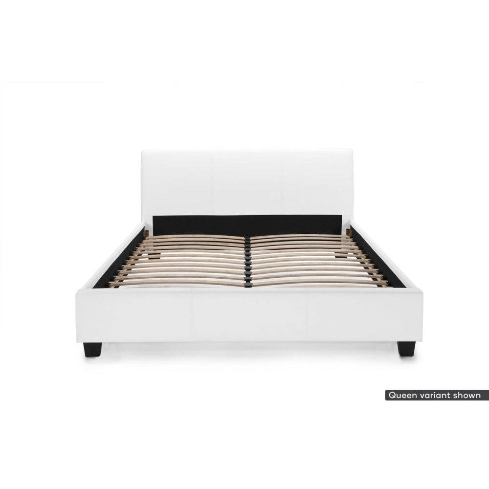 Vernazza Collection White King Size Bed Frame - Sturdy Metal Platform Bed with Noise-Free Support for Master Bedroom & Guest Room
