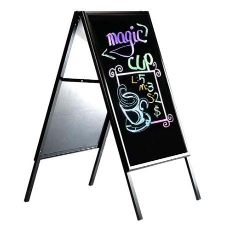 22x28 Black A-Frame Sidewalk Sign Holder with Marker Board - Double-Sided Chalkboard for Outdoor Advertising, Restaurants, and Retail Stores
