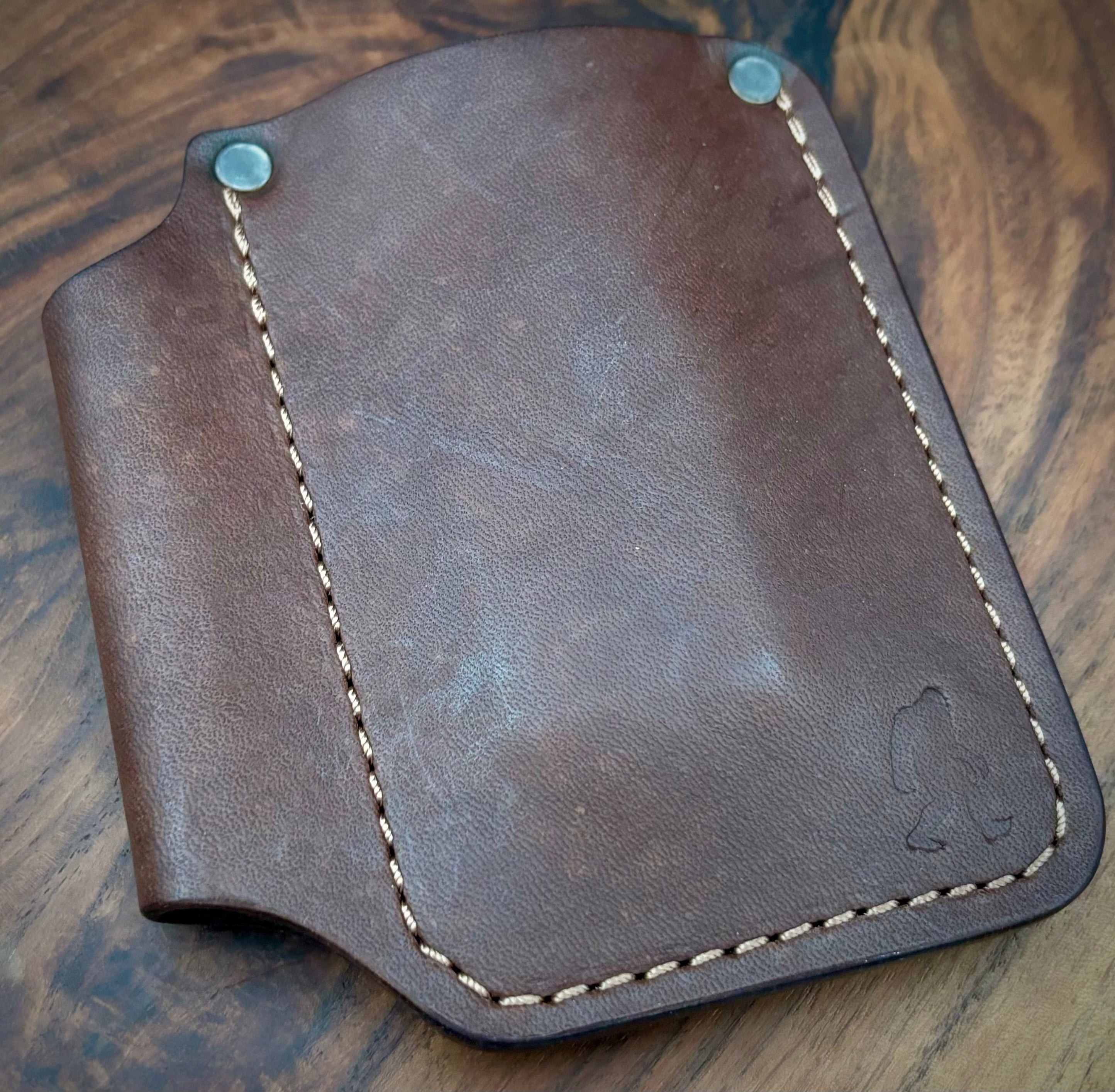 Premium Brown Leather EDC Pen & Knife Holder - Handmade by Grey Leather for USA Made Blades - Perfect for Outdoor Adventures, Camping & Everyday Carry