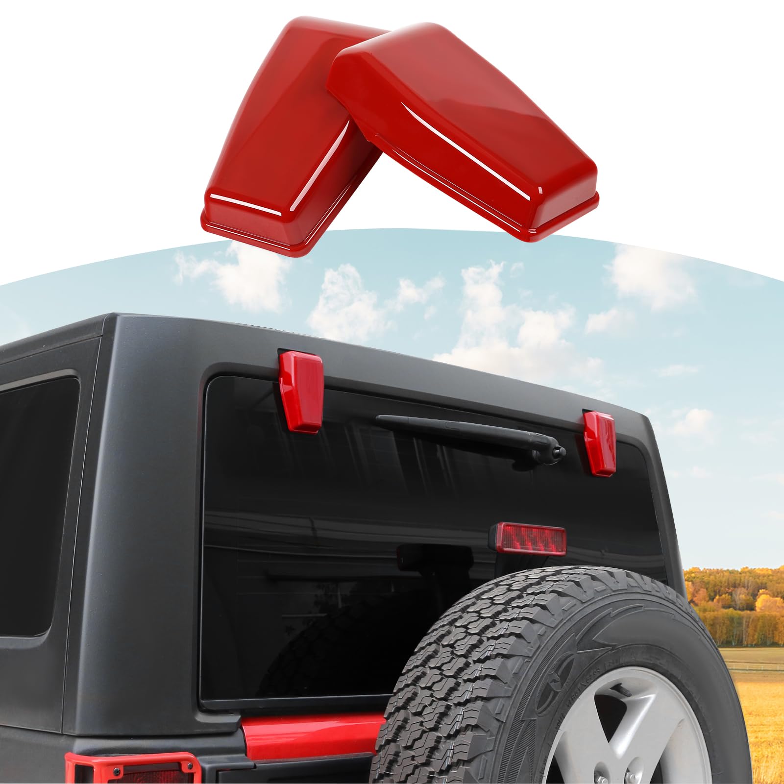 Jeep Wrangler JK JKU Rear Window Hinge Trim Cover (2007-2017) - Red Exterior Accessories - 2-Piece Set - Perfect for Off-Roading & Jeep Customization