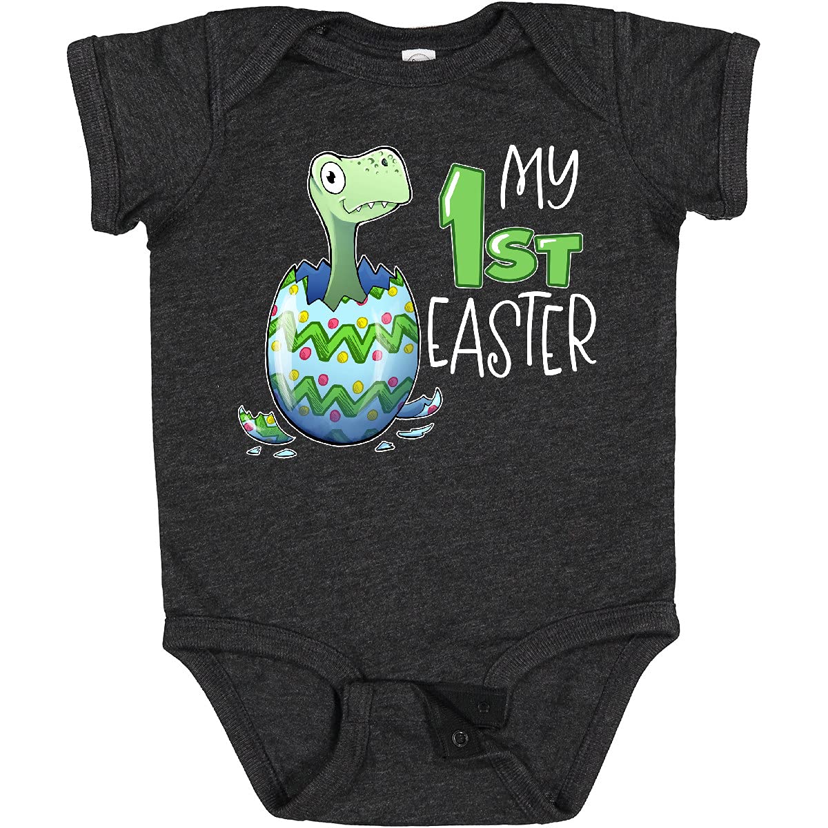 Inktastic My 1st Easter Dinosaur Hatching Egg Baby Bodysuit - Cute Easter Outfit for Infants & Toddlers | Perfect for Easter Egg Hunts & Family Photos