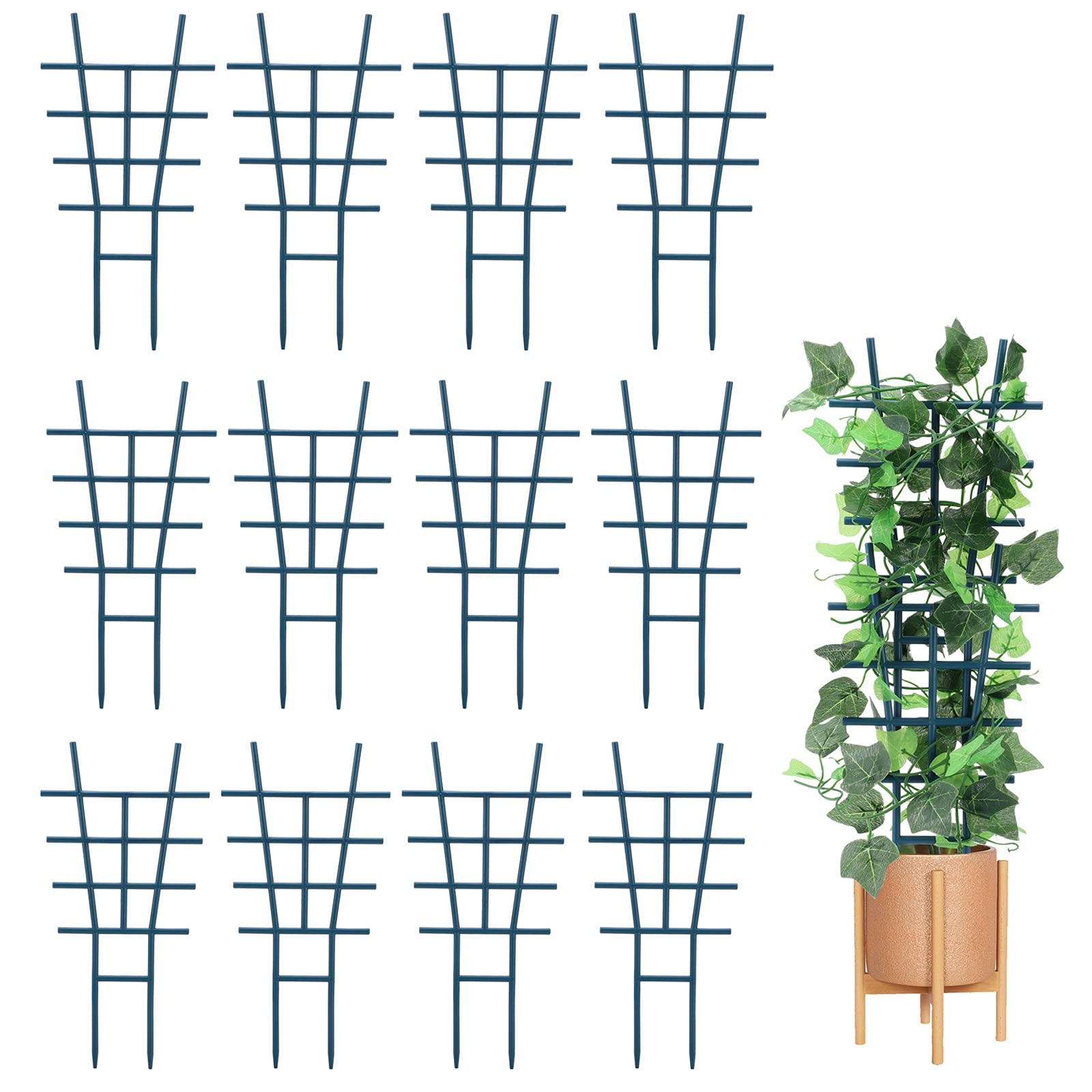 12 PCS Plant Support Trellis - Reusable Climbing Frame for Indoor/Outdoor Plants, Durable Plastic Vine Rack for Garden, Pots & DIY Projects - Perfect for Tomatoes, Cucumbers & Climbing Flowers