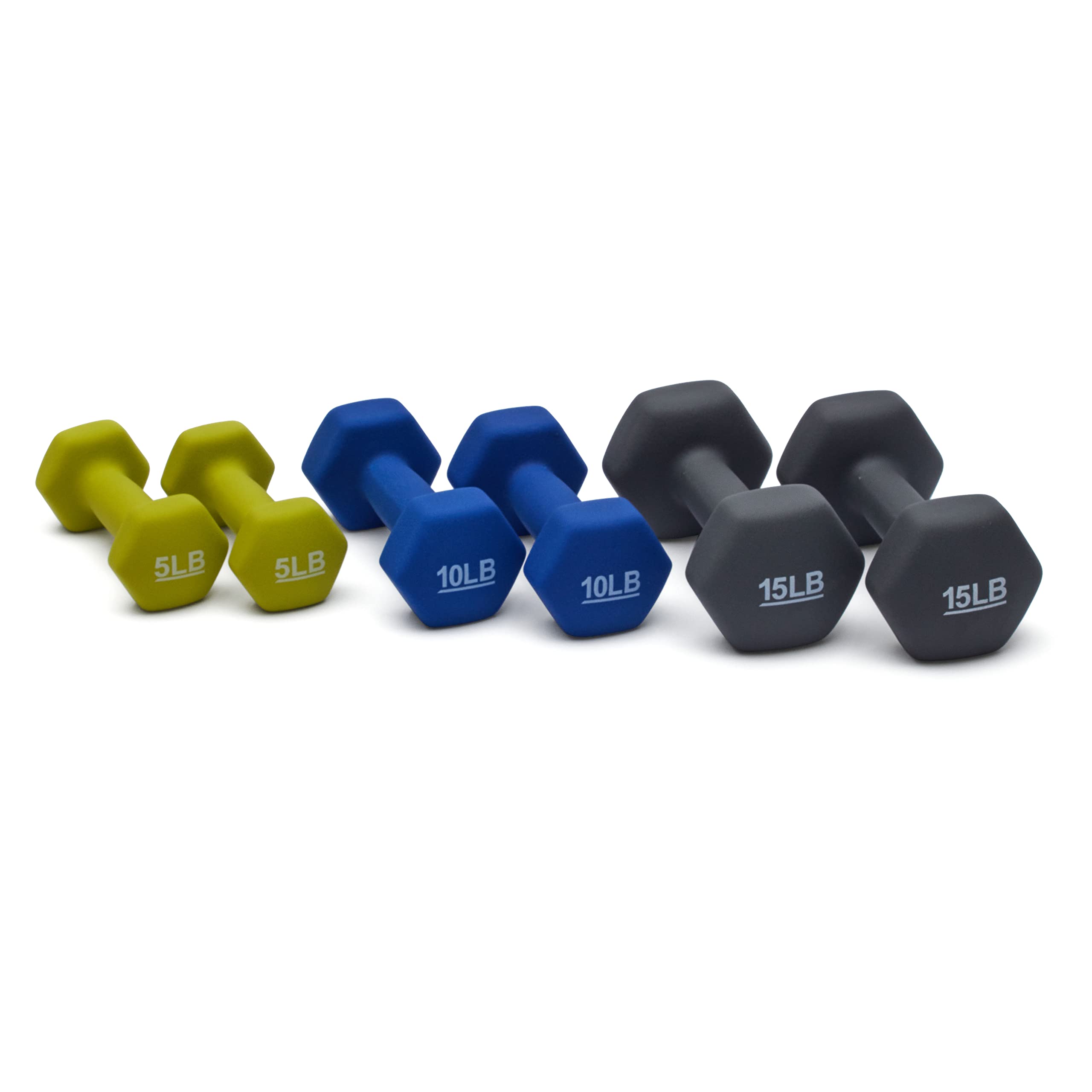 Amazon Basics Neoprene Dumbbell Hand Weights - 1-10 lbs Set for Home Gym, Strength Training & Fitness Workouts | Non-Slip Grip, Durable Neoprene Coating | Perfect for Weightlifting, Toning & Cardio Exercises