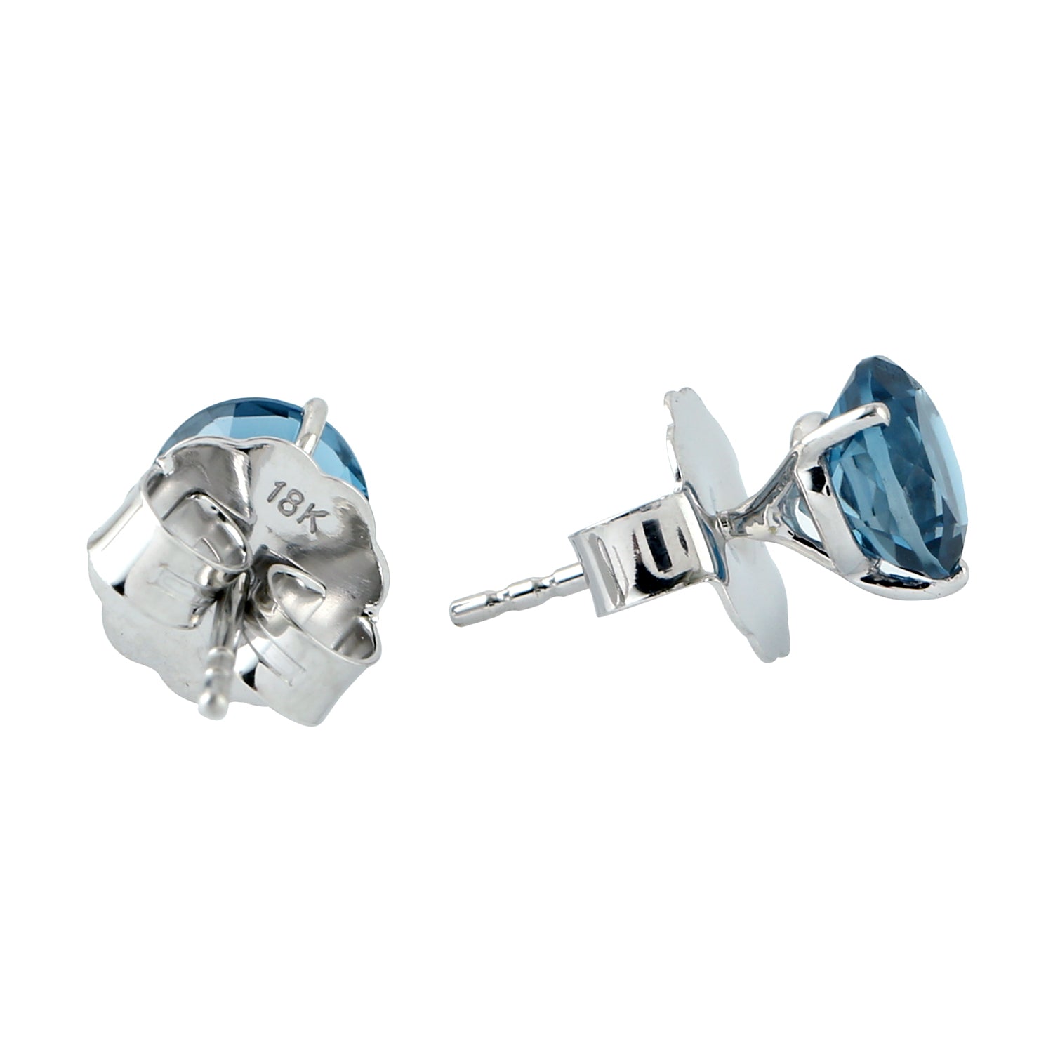 London Blue Topaz 18k White Gold Stud Earrings for Women - Elegant Gemstone Jewelry for Parties, Weddings & Special Occasions