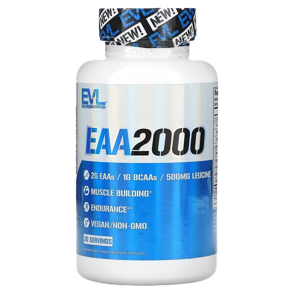 EVLution Nutrition EAA 2000 Essential Amino Acids Supplement - 90 Vegan Capsules for Muscle Recovery & Performance - Pre & Post Workout, Fitness & Bodybuilding