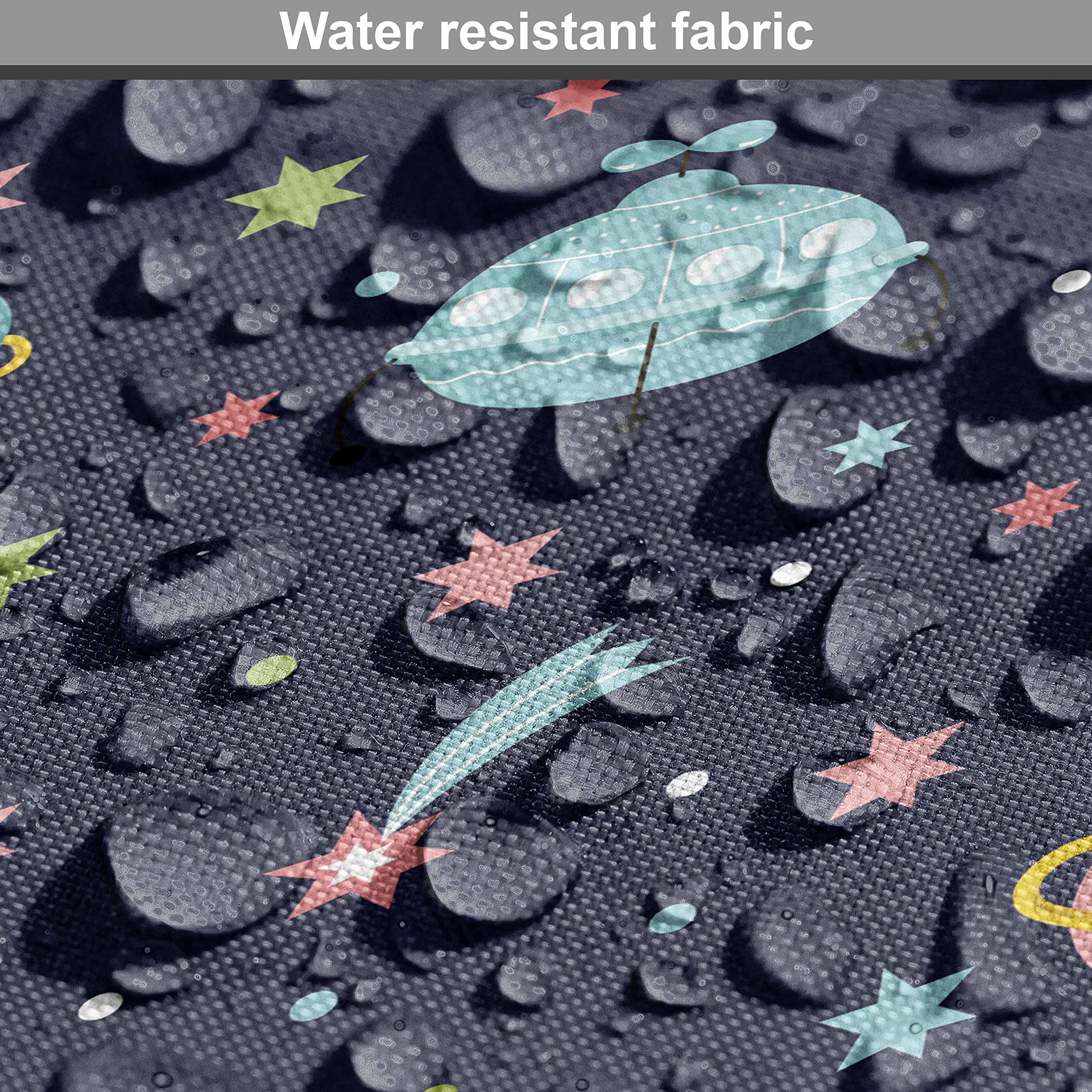 Ambesonne Space Fabric by The Yard - Alien Planets, Shooting Stars & Polka Dots Galaxy Print - Decorative Upholstery Fabric for Sofa, Curtains & Home Decor - 10 Yards Navy Pink - Perfect for DIY Projects, Space-Themed Rooms & Cosmic Decorations